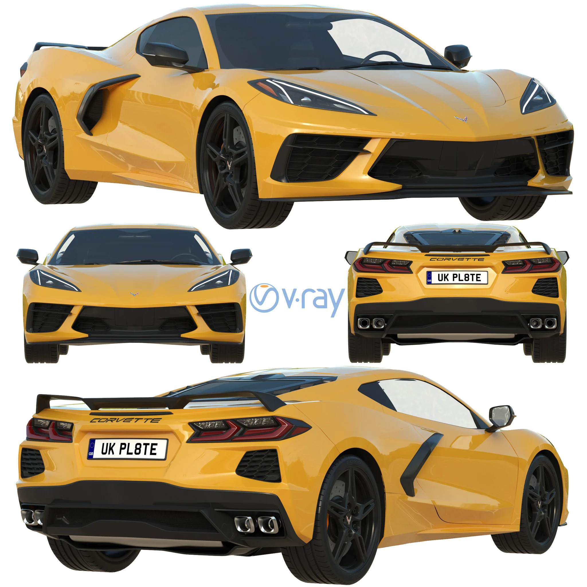 Chevrolet Corvette C8 2020, 3D model preview 6