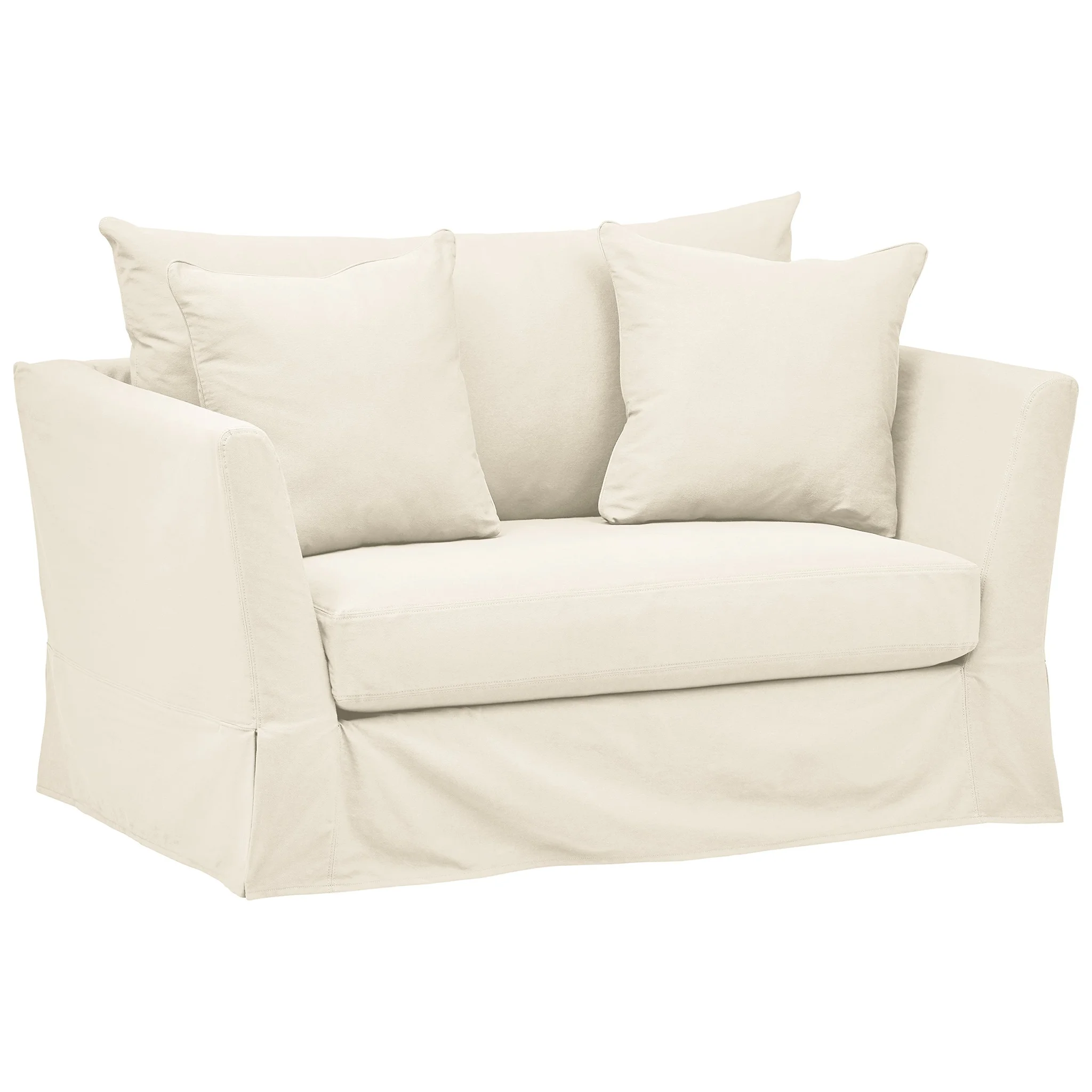 Slipcover Loveseat Sofa – Natural Cotton Two-Seater Couch