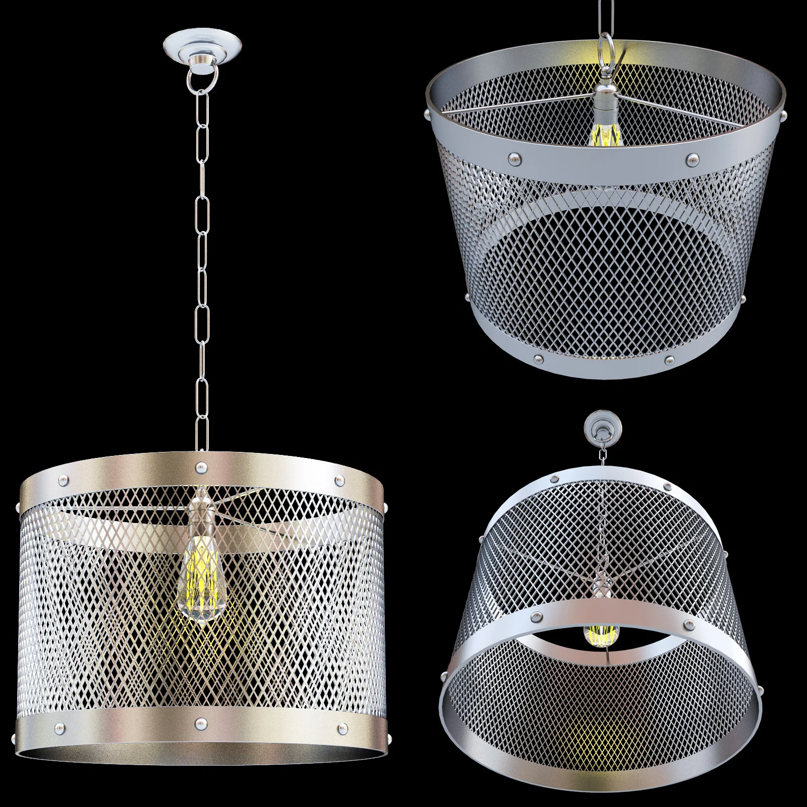 Restoration Hardware Steel Mesh Pendant — 3D model preview 4
