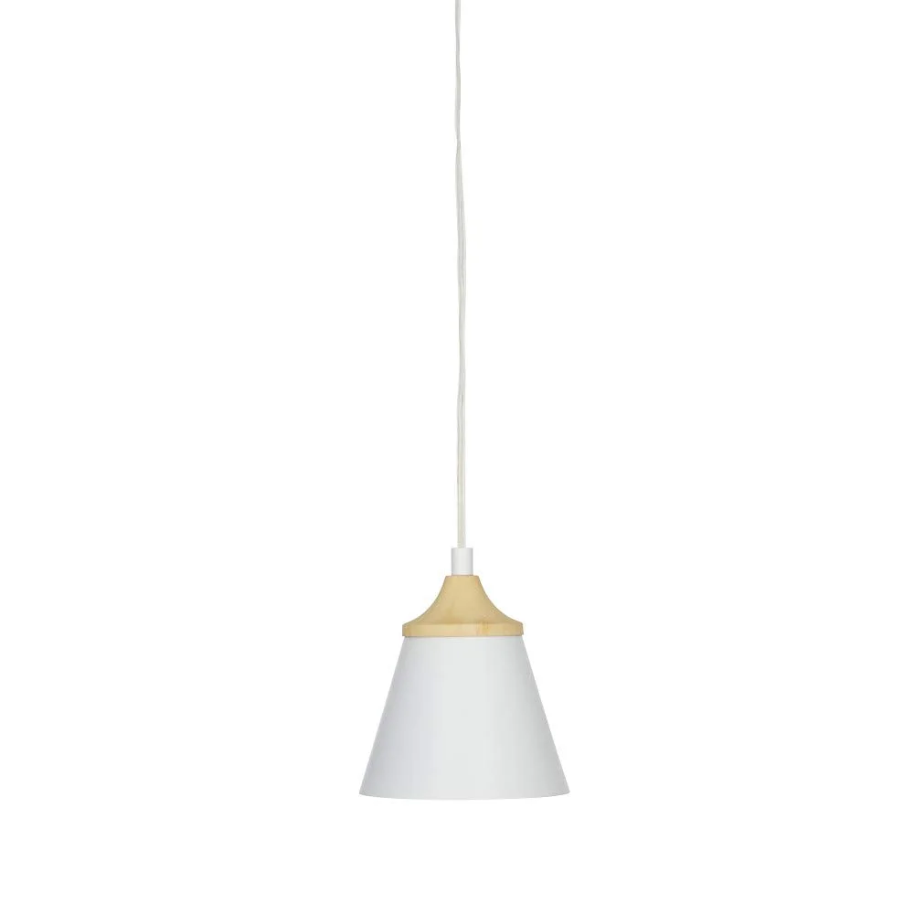 Scandinavian Pendant Light with Wood Accent