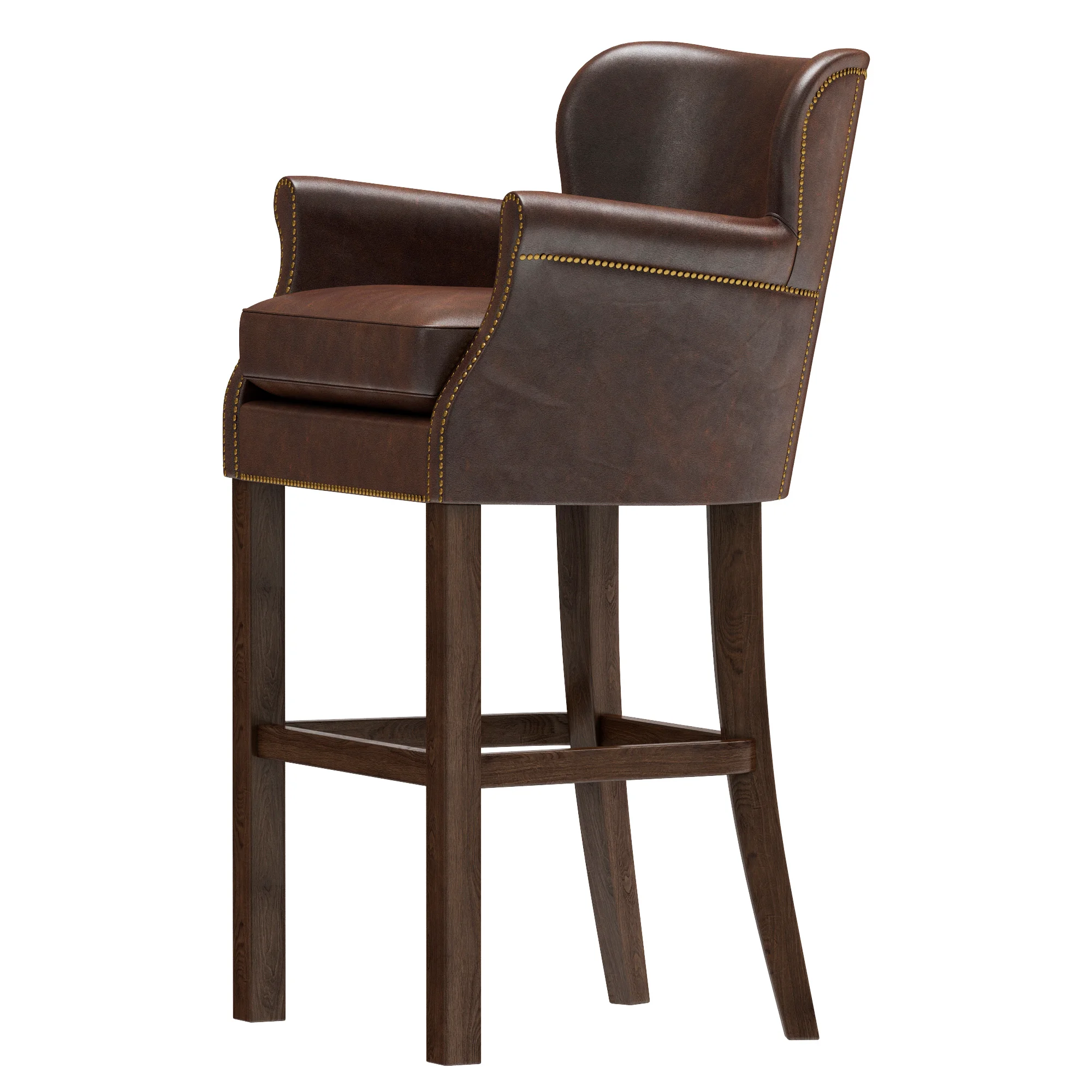 Restoration Hardware Professor'S Leather Stool With Nailheads — 3D model preview 3
