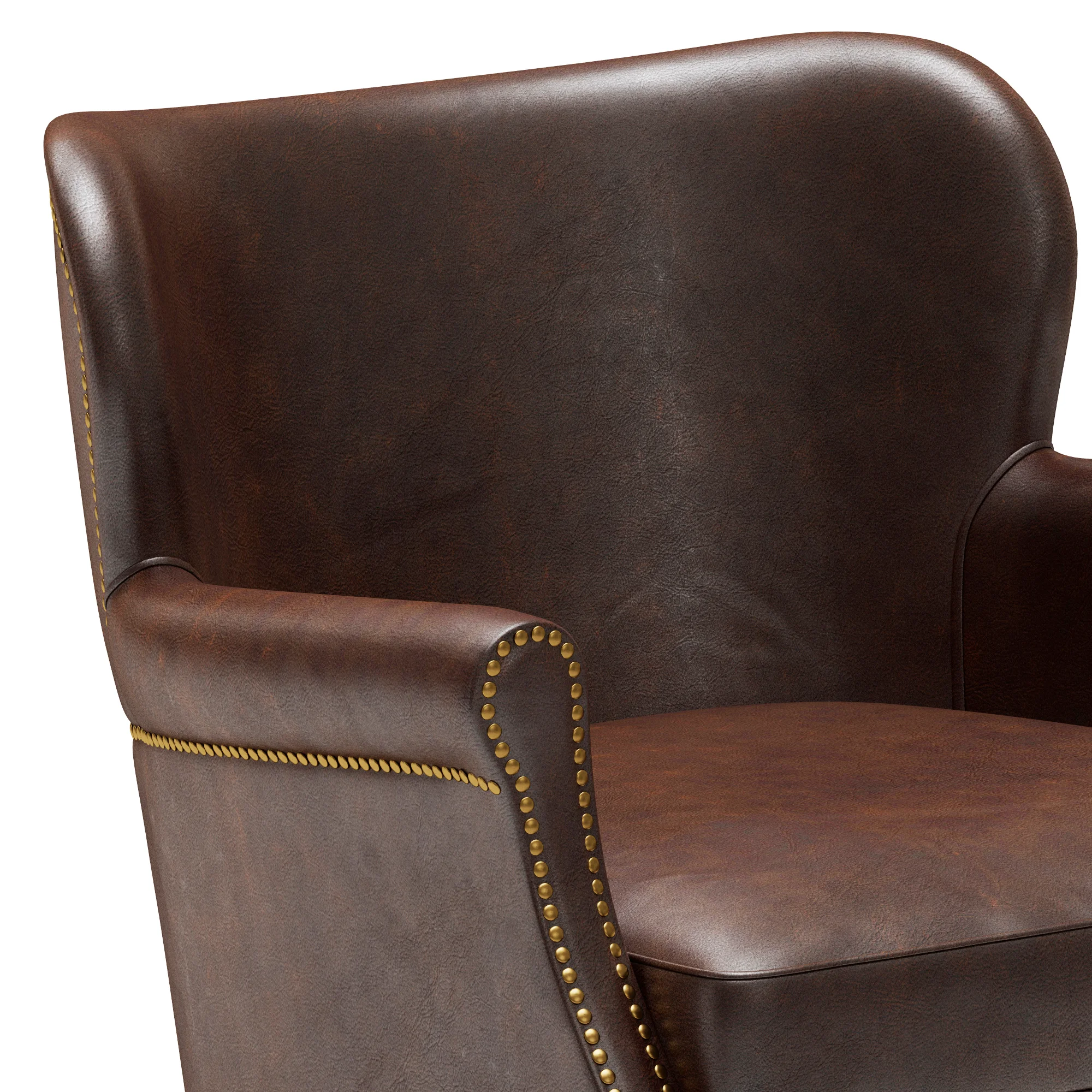 Restoration Hardware Professor'S Leather Stool With Nailheads — 3D model preview 4