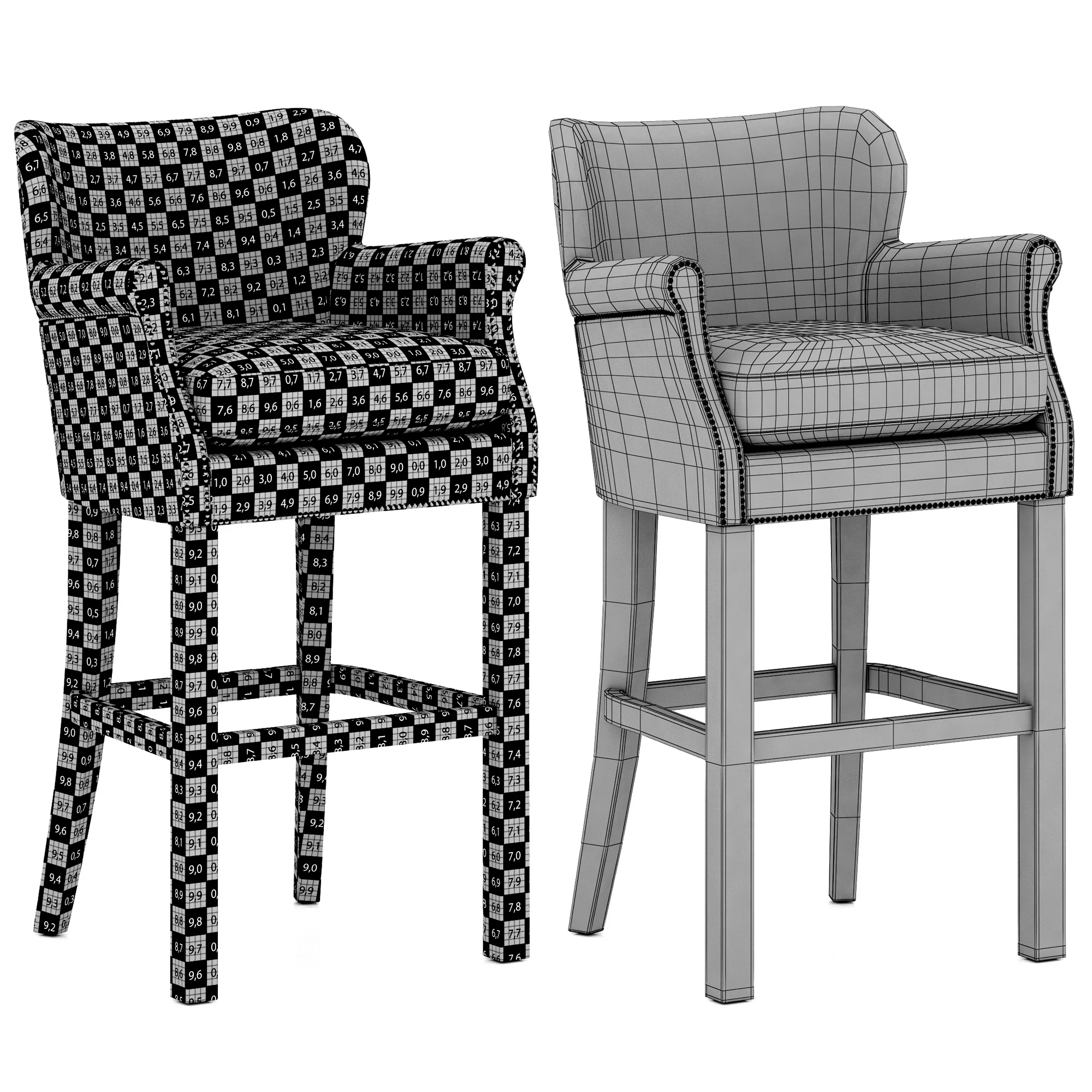 Restoration Hardware Professor'S Leather Stool With Nailheads — 3D model preview 10