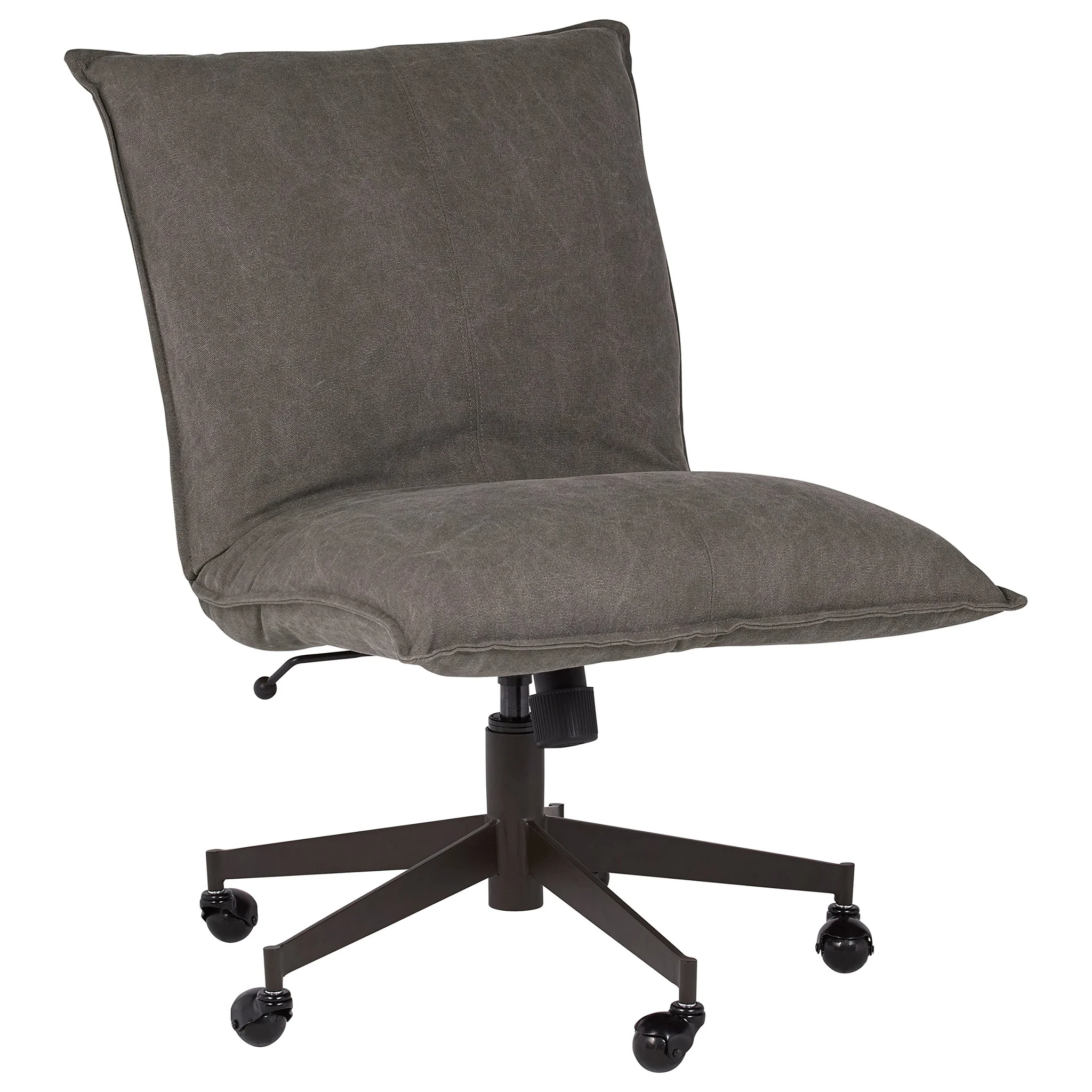 Modern Grey Upholstered Office Chair with Swivel Base