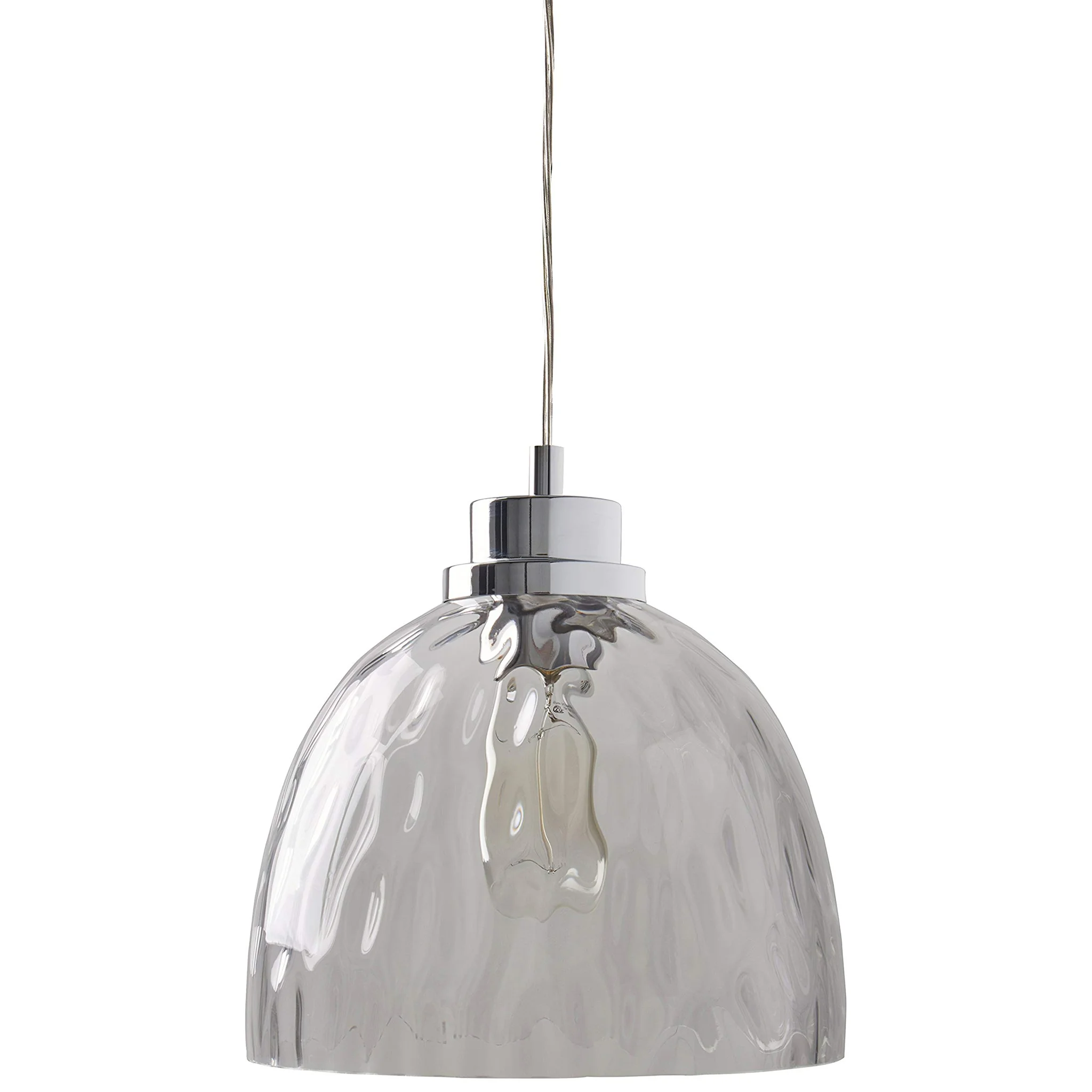 Modern Textured Glass Bowl Pendant Light with Chrome Hardware