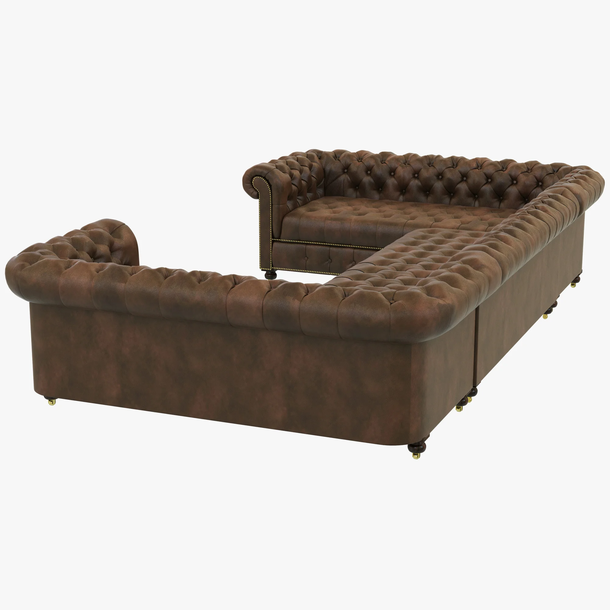 Restoration Hardware Cambridge Leather U Sofa Sectional — 3D model preview 1