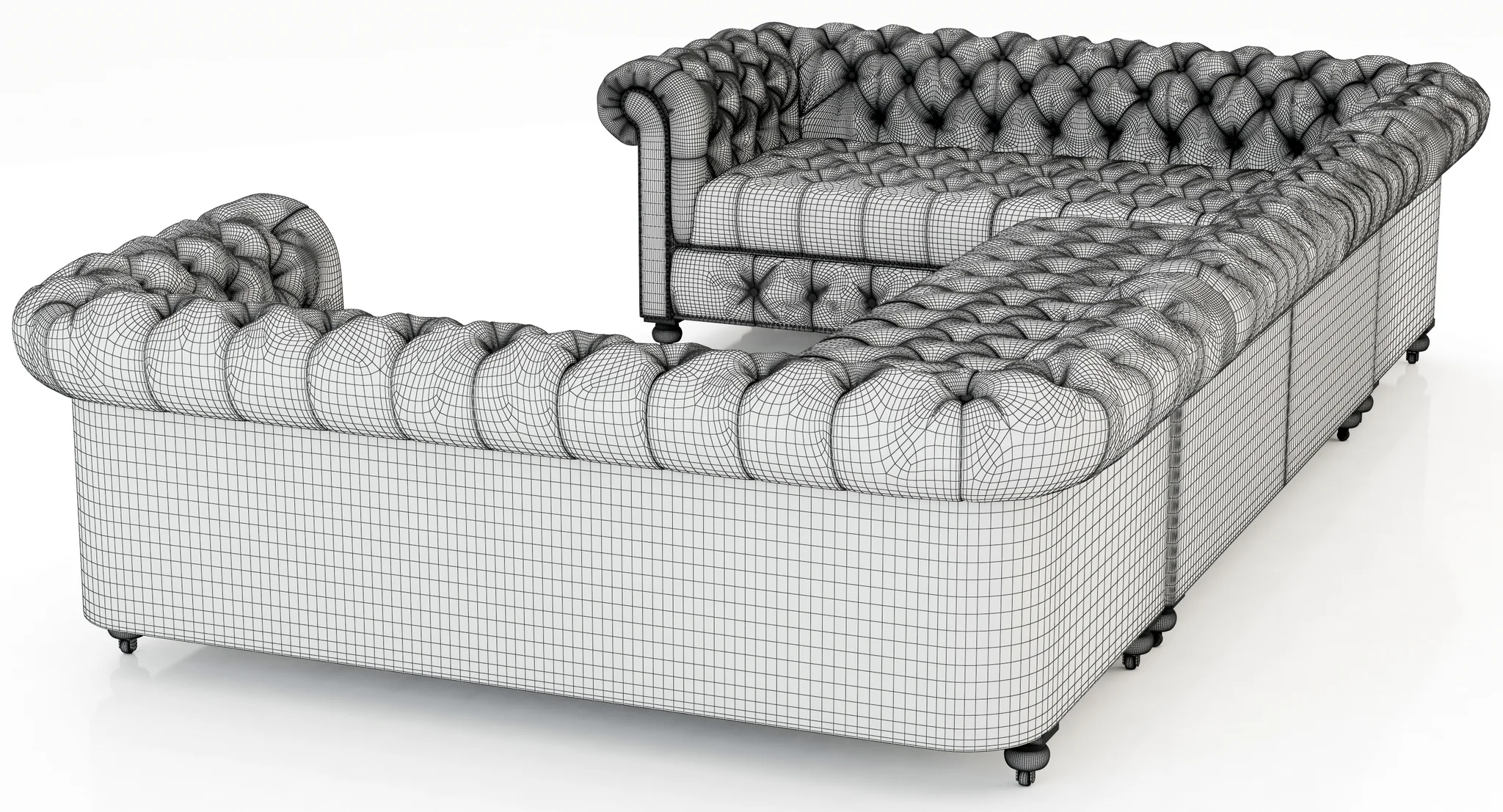 Restoration Hardware Cambridge Leather U Sofa Sectional — 3D model preview 2