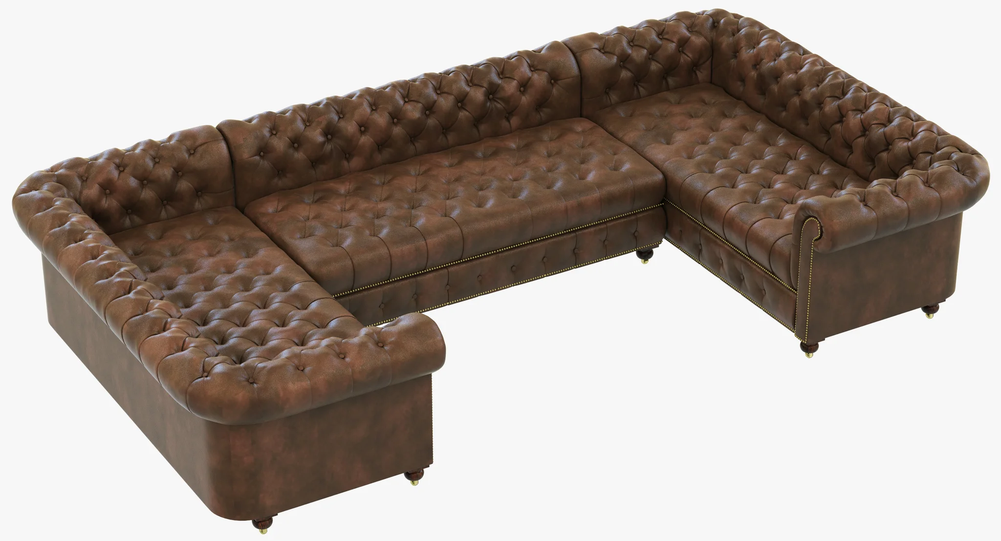 Restoration Hardware Cambridge Leather U Sofa Sectional — 3D model preview 4