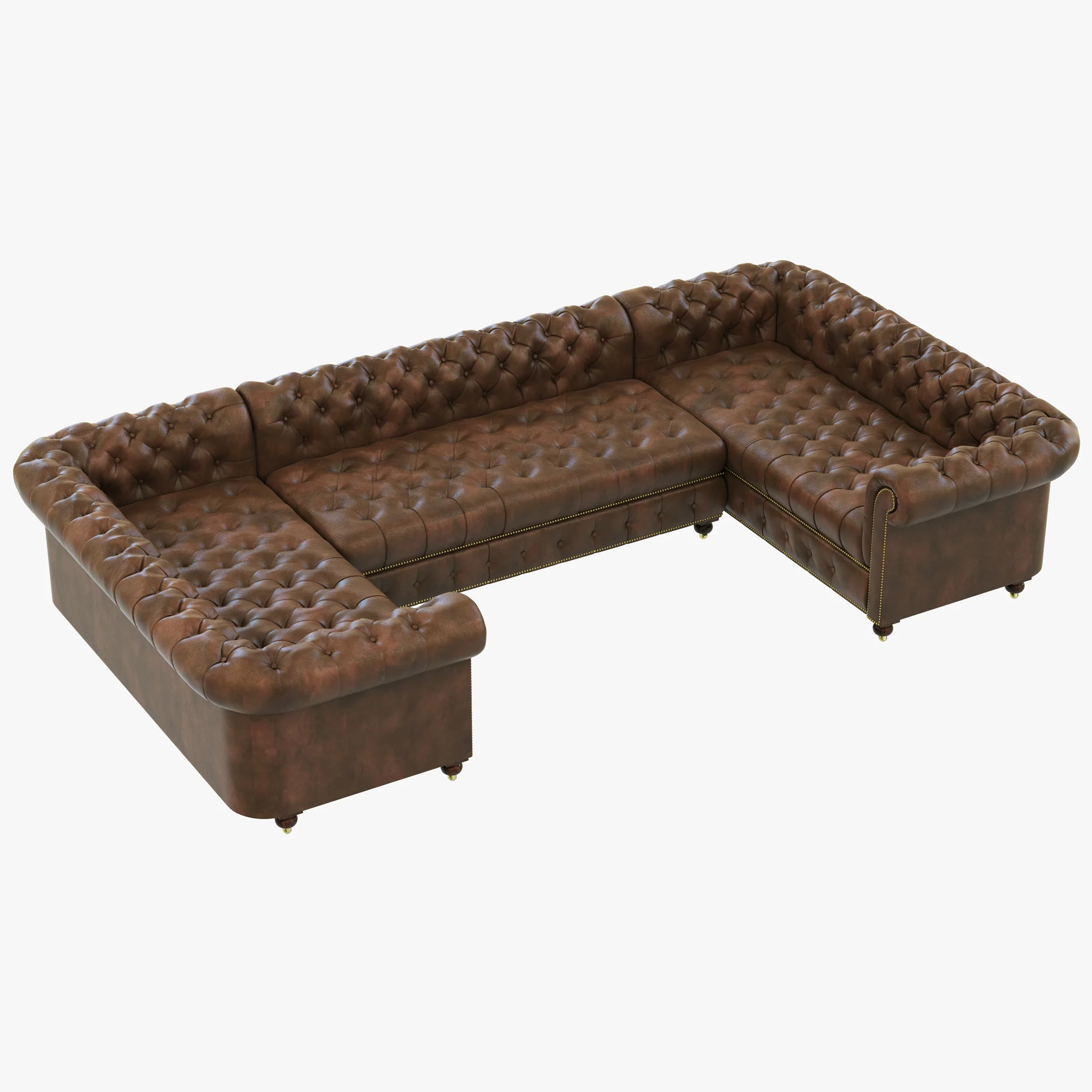 Restoration Hardware Cambridge Leather U Sofa Sectional — 3D model preview 5