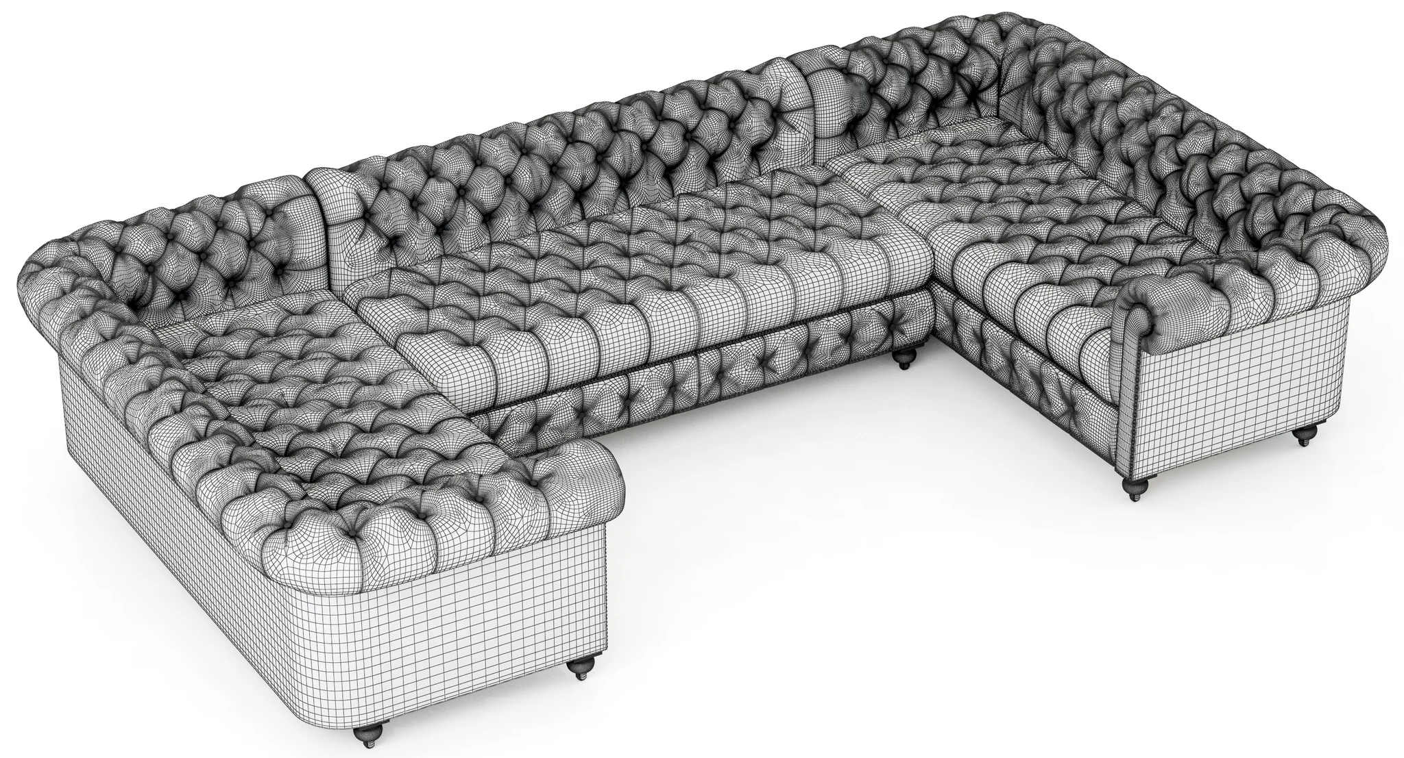 Restoration Hardware Cambridge Leather U Sofa Sectional — 3D model preview 6