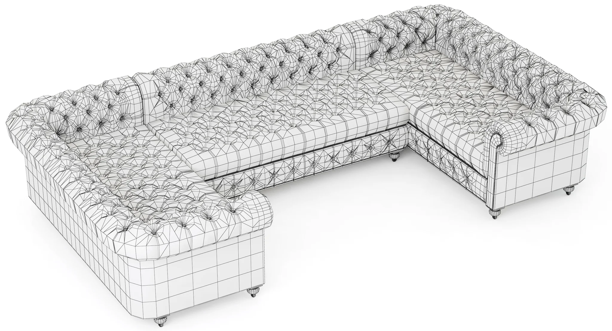 Restoration Hardware Cambridge Leather U Sofa Sectional — 3D model preview 7