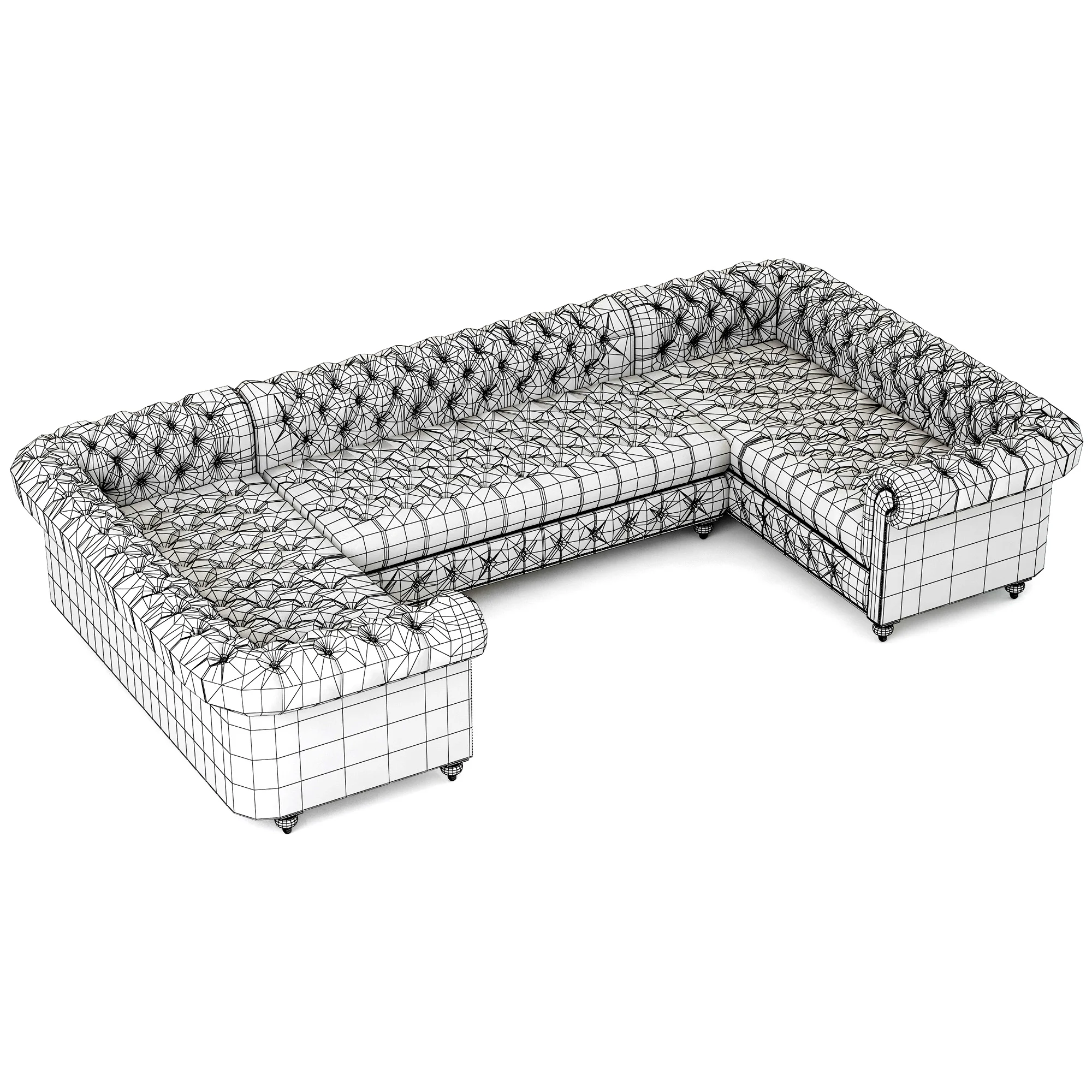 Restoration Hardware Cambridge Leather U Sofa Sectional — 3D model preview 8
