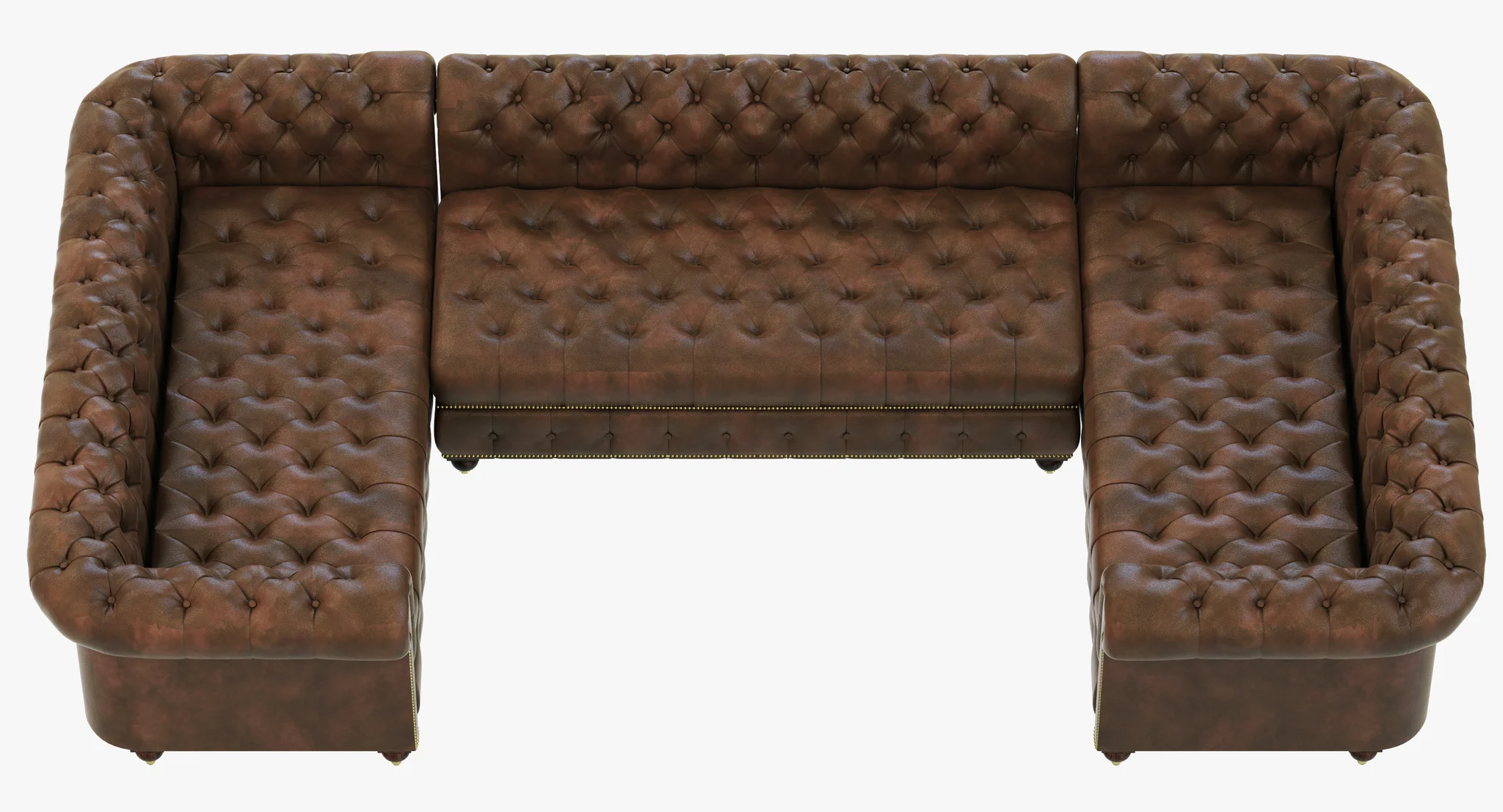 Restoration Hardware Cambridge Leather U Sofa Sectional — 3D model preview 9