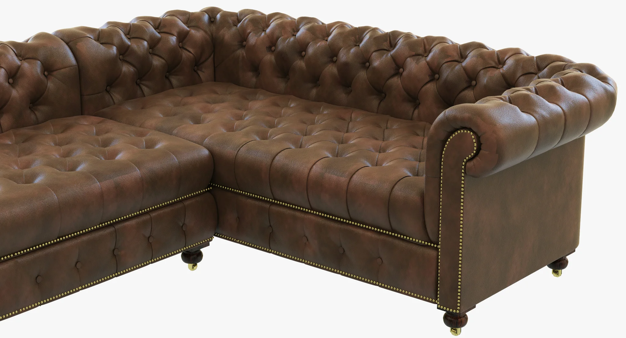 Restoration Hardware Cambridge Leather U Sofa Sectional — 3D model preview 12