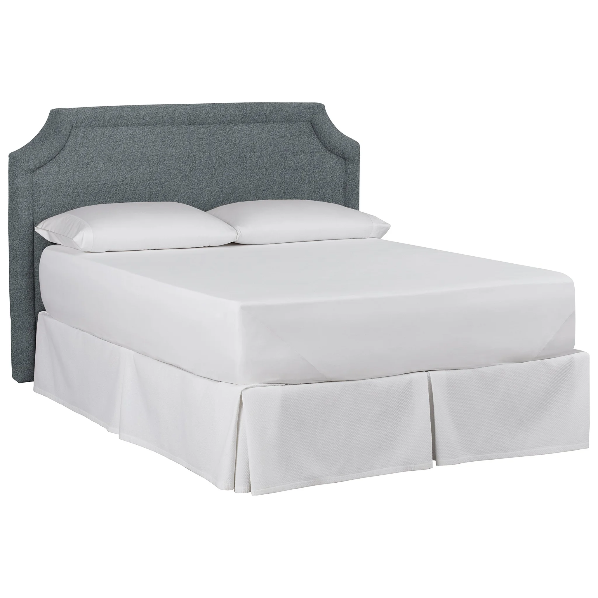 Upholstered Queen Bed with Scalloped Headboard – Lagoon Blue