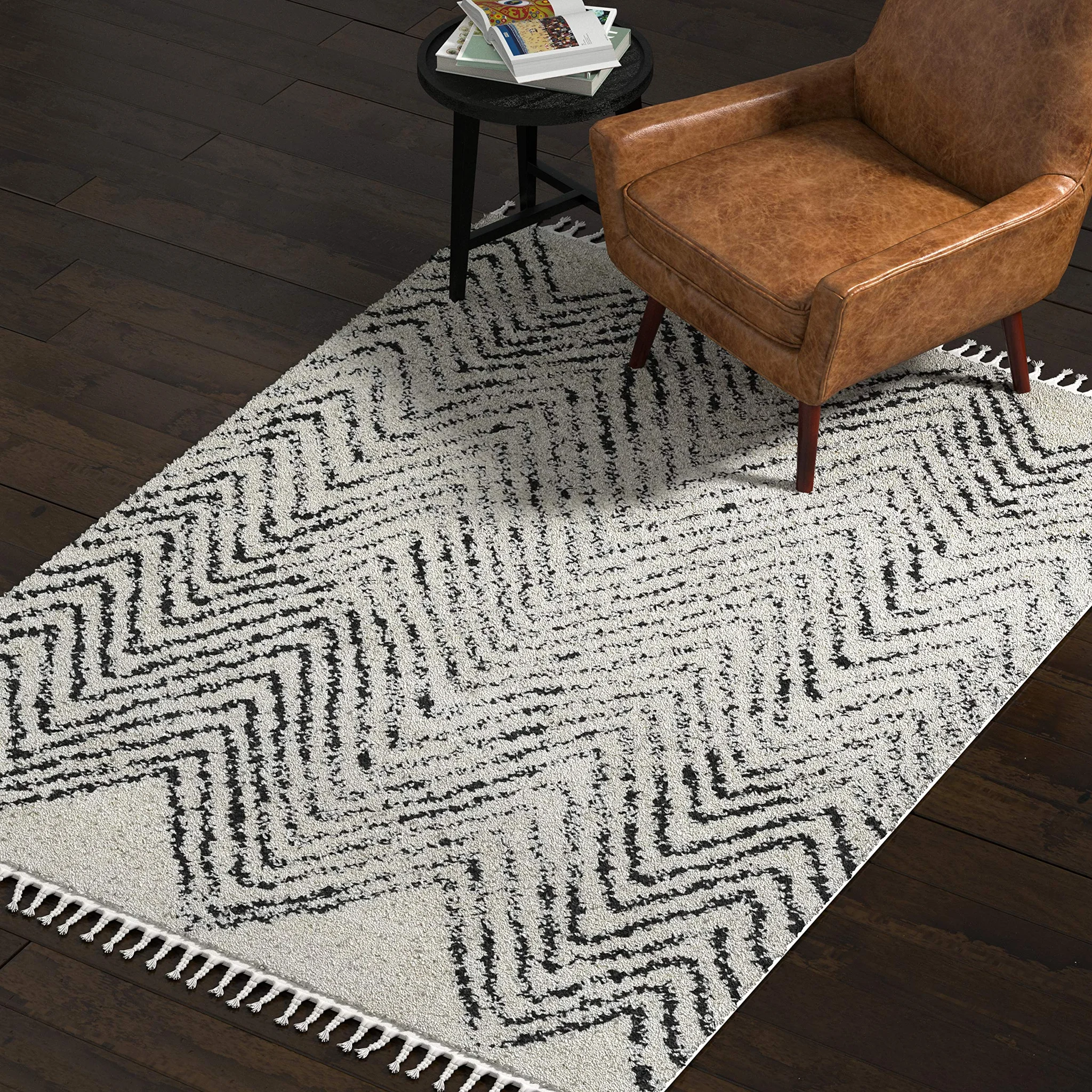 Bohemian Geometric Area Rug with Fringe Tassels
