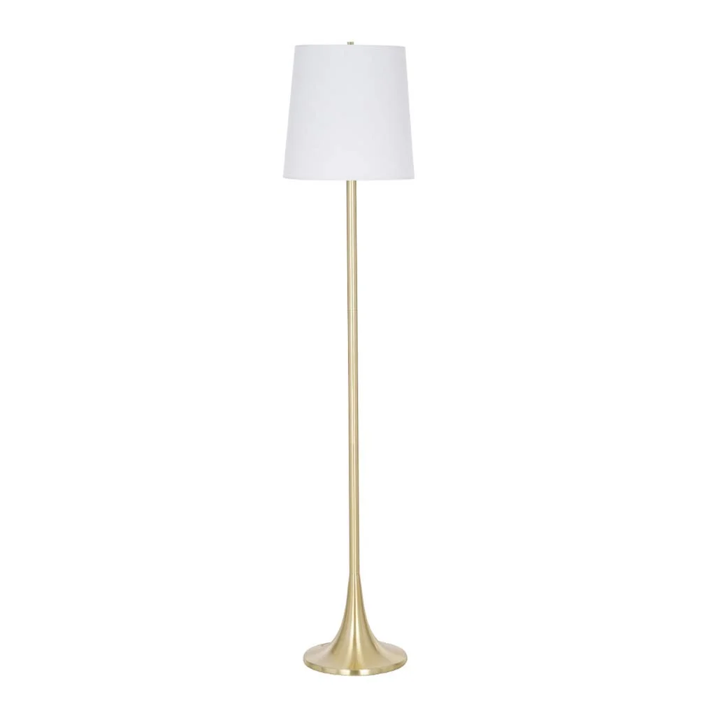 Mid-Century Modern Floor Lamp with Satin Gold Trumpet Base