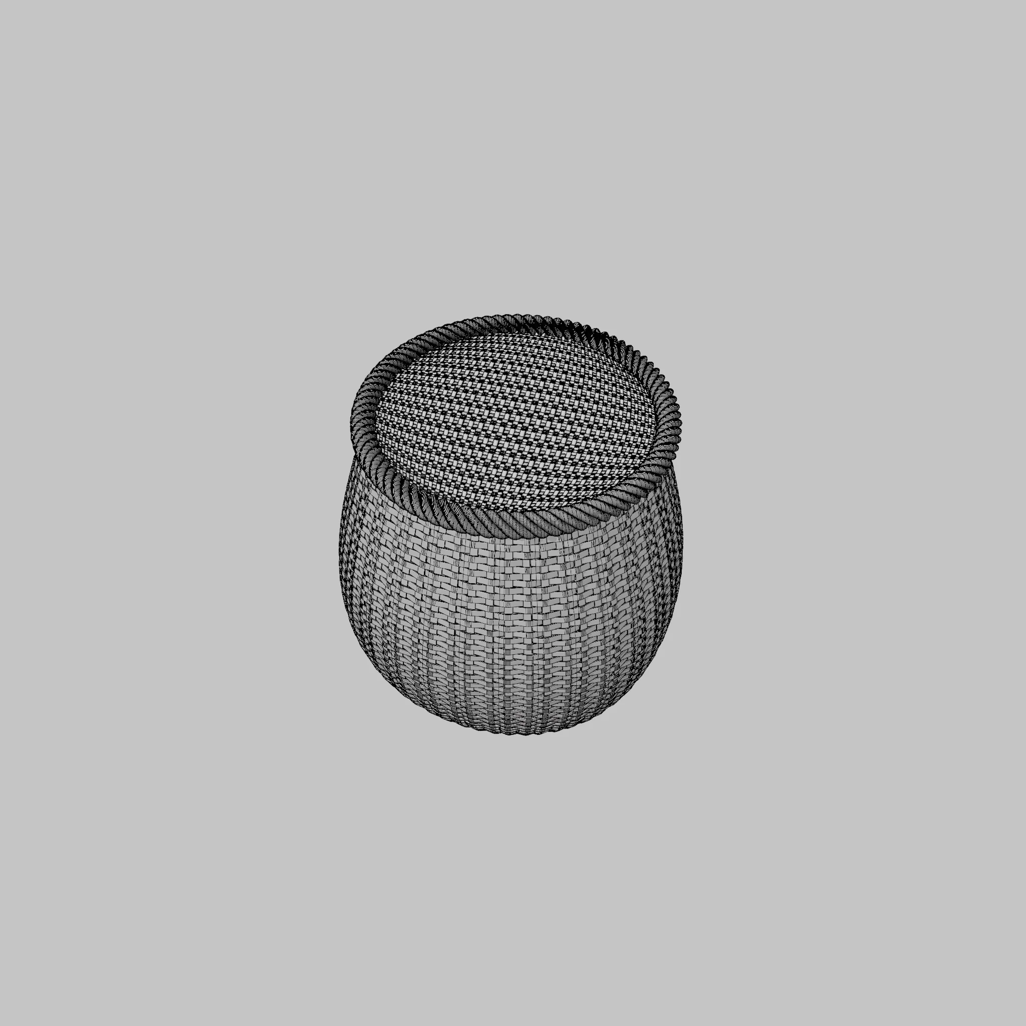 Handwoven Wicker Basket - Rattan Style, 3D model preview 7