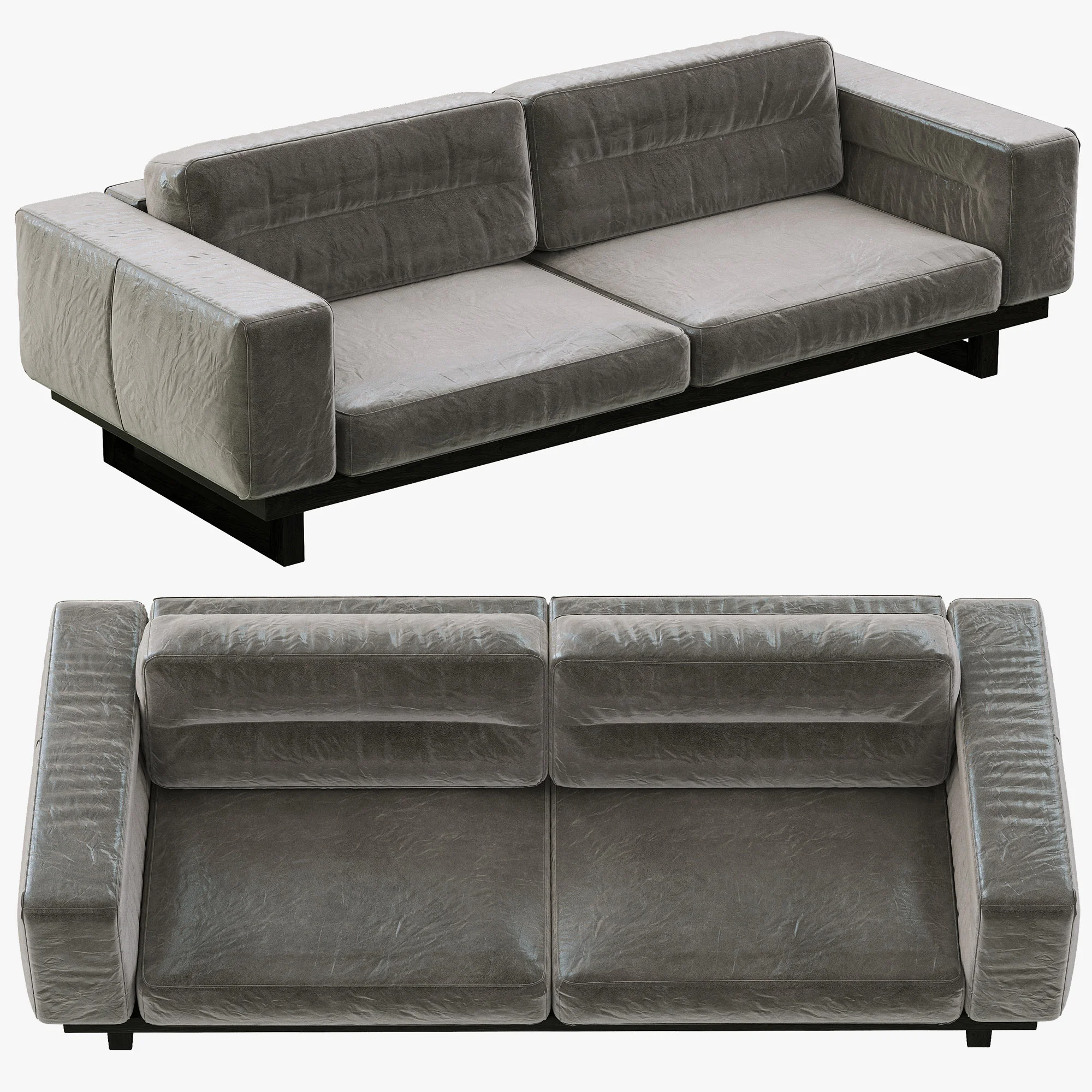 Restoration Hadware Durrell Leather Sofa — 3D model preview 2
