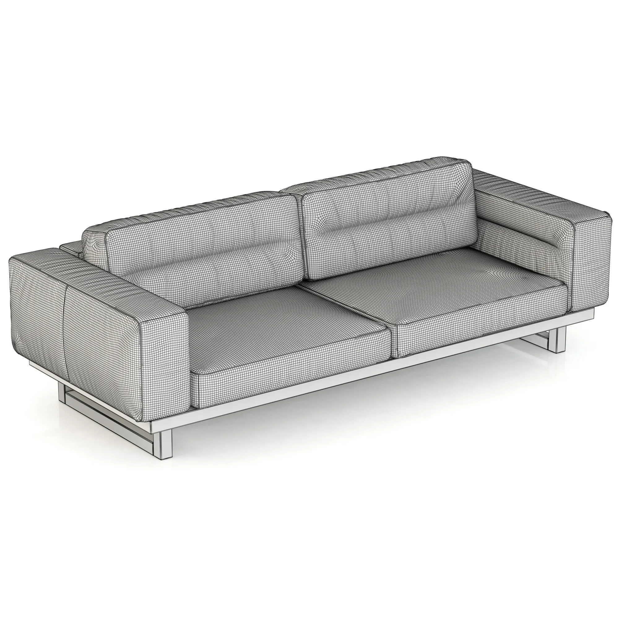 Restoration Hadware Durrell Leather Sofa — 3D model preview 4