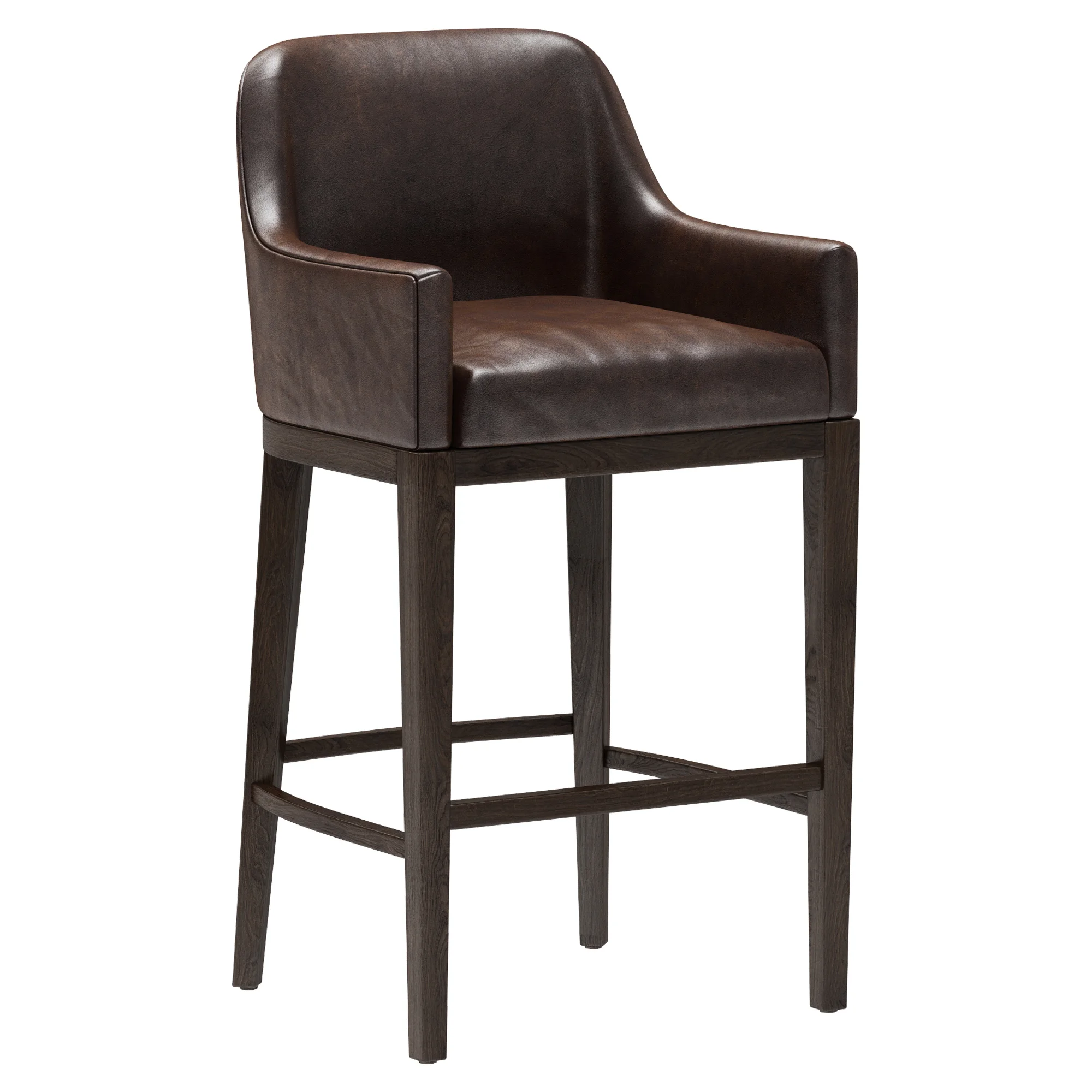 Restoration Hardware Morgan Curved Back Track Leather Stool — 3D model preview 1