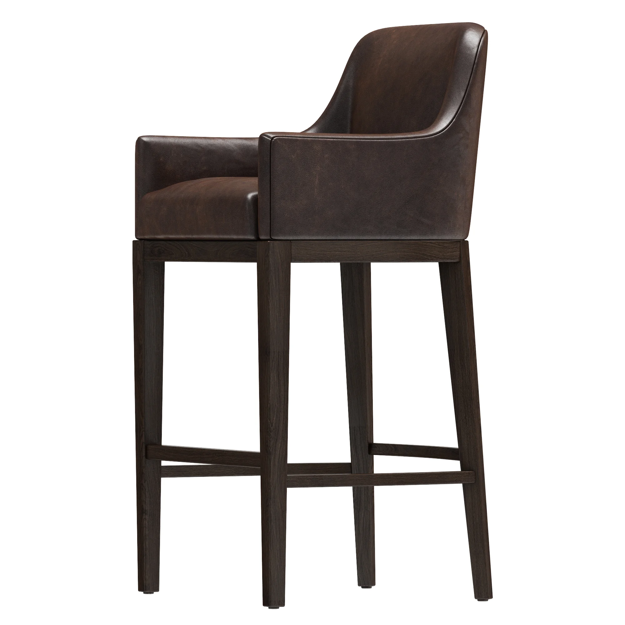 Restoration Hardware Morgan Curved Back Track Leather Stool — 3D model preview 4