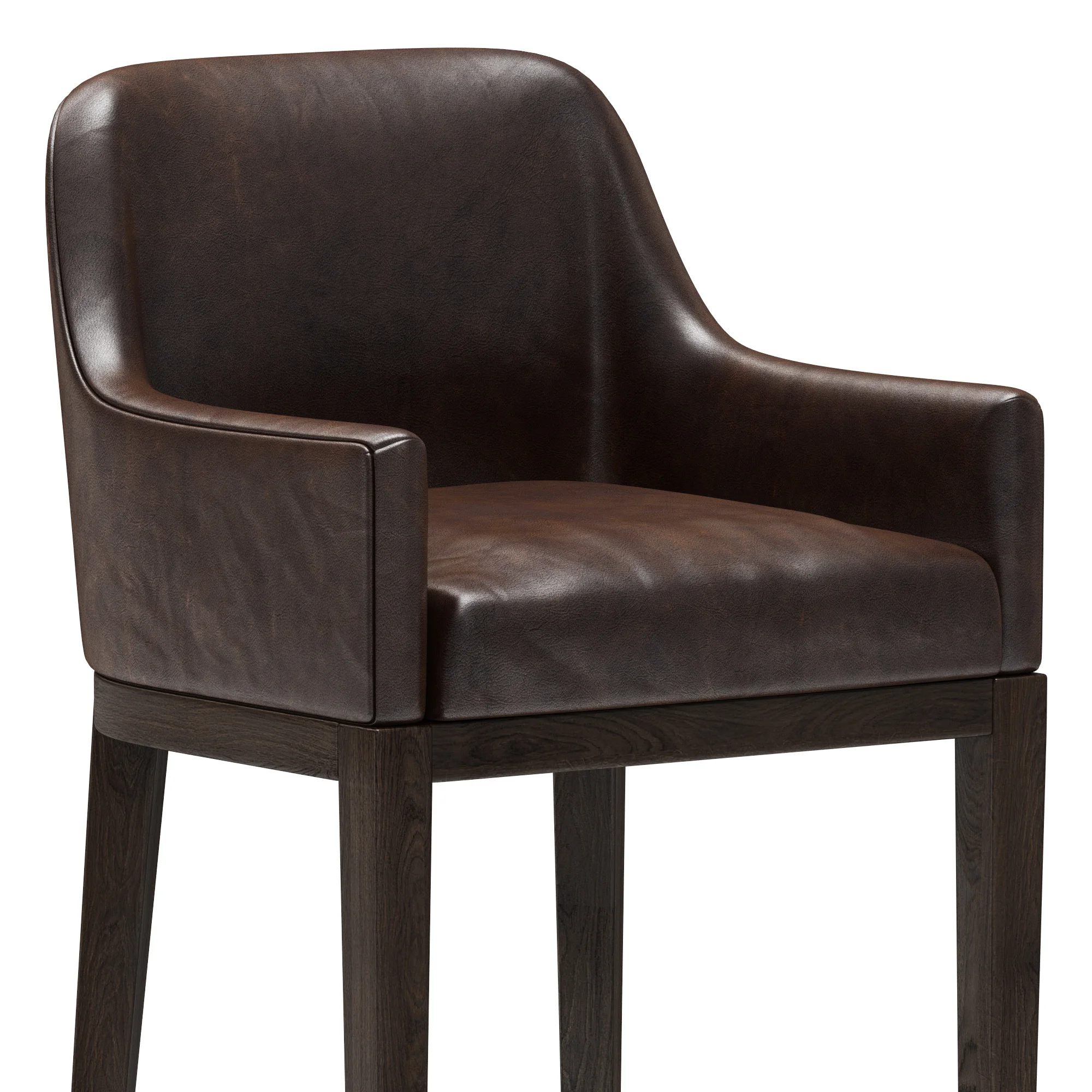 Restoration Hardware Morgan Curved Back Track Leather Stool — 3D model preview 6