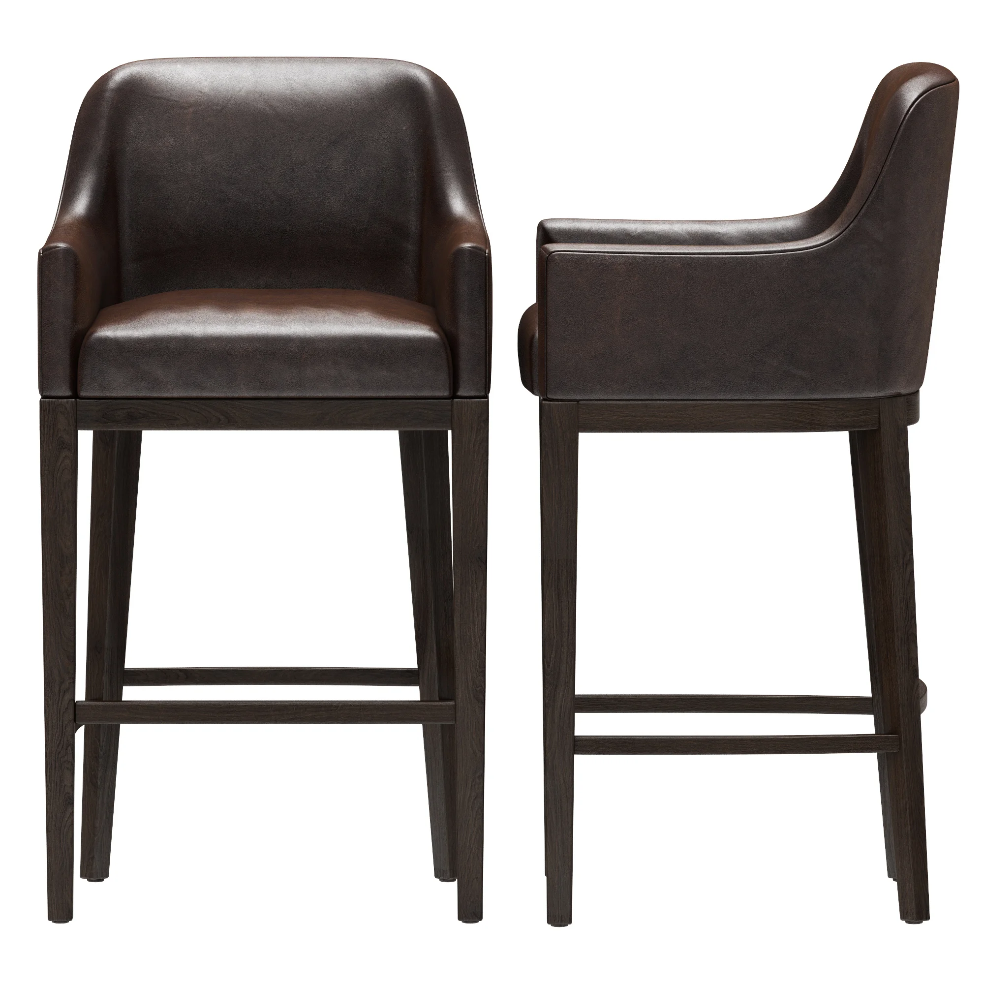 Restoration Hardware Morgan Curved Back Track Leather Stool — 3D model preview 10