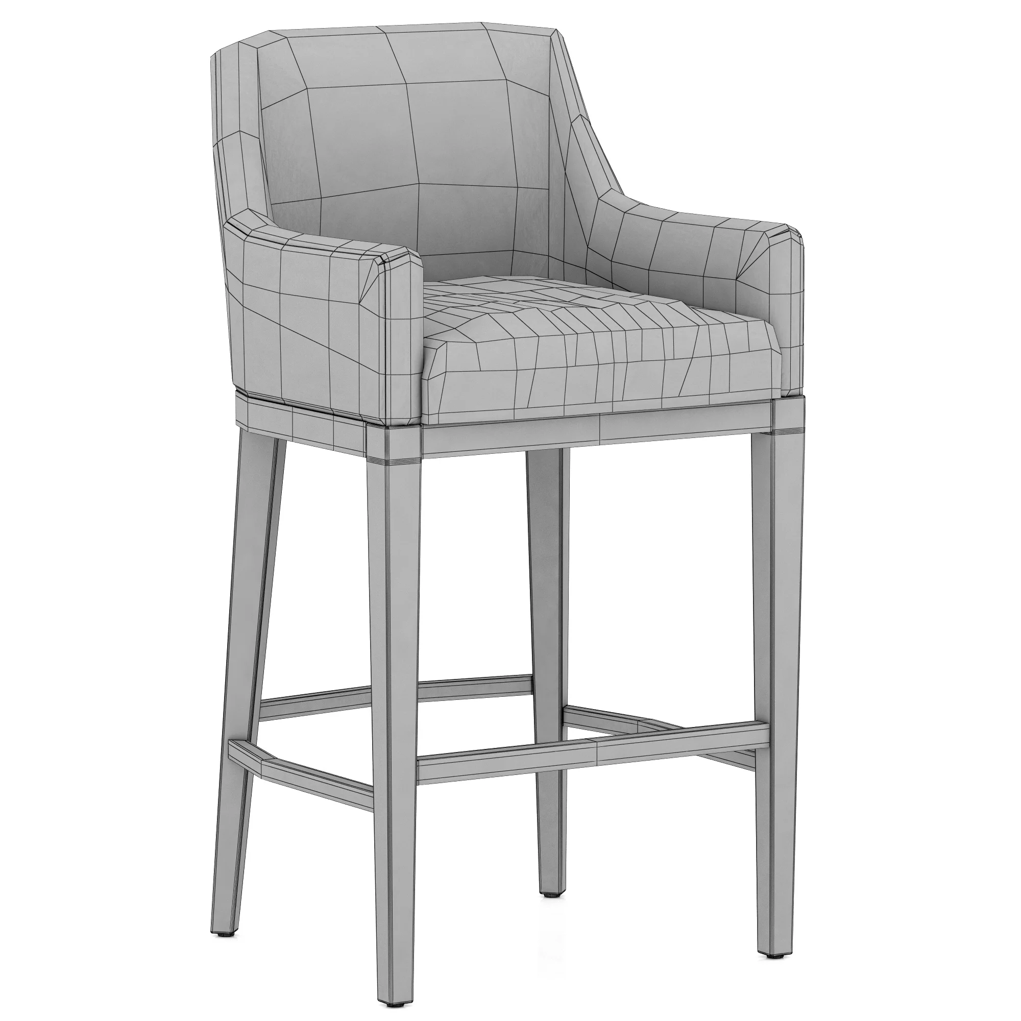 Restoration Hardware Morgan Curved Back Track Leather Stool — 3D model preview 11