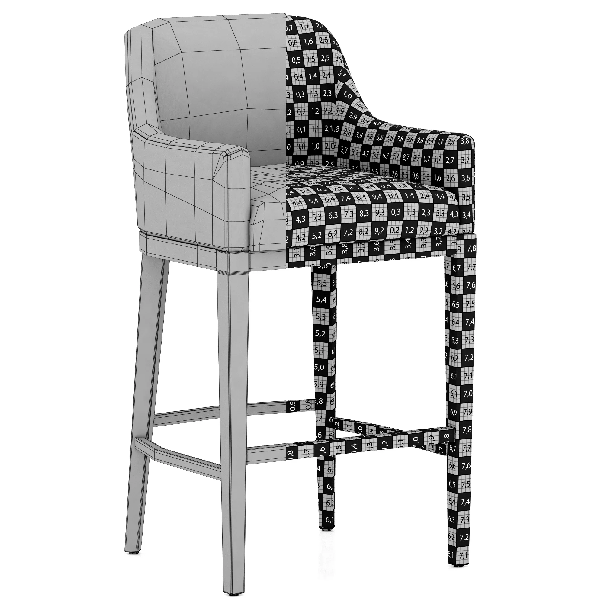 Restoration Hardware Morgan Curved Back Track Leather Stool — 3D model preview 13