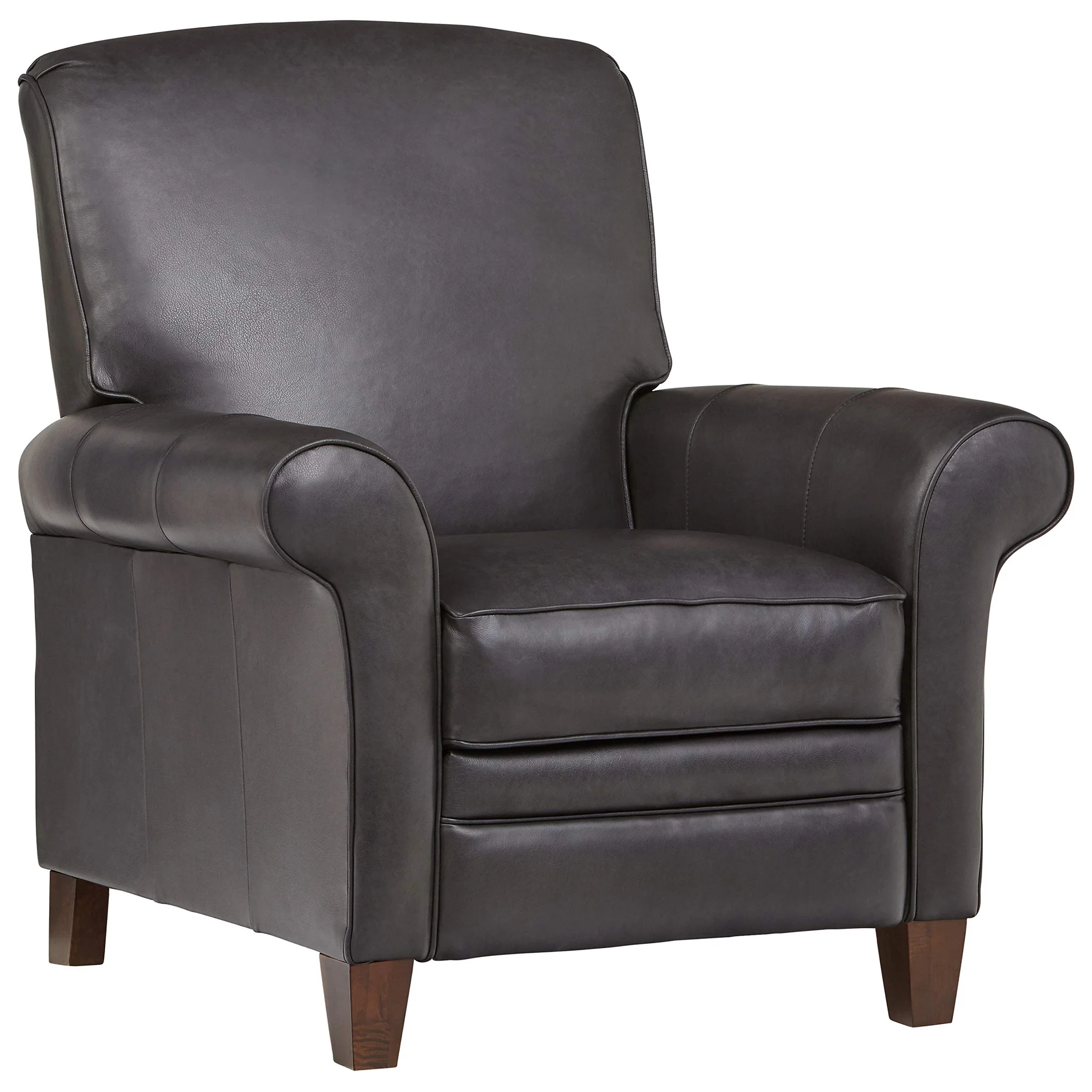 Charcoal Leather Traditional Push-Back Recliner Armchair