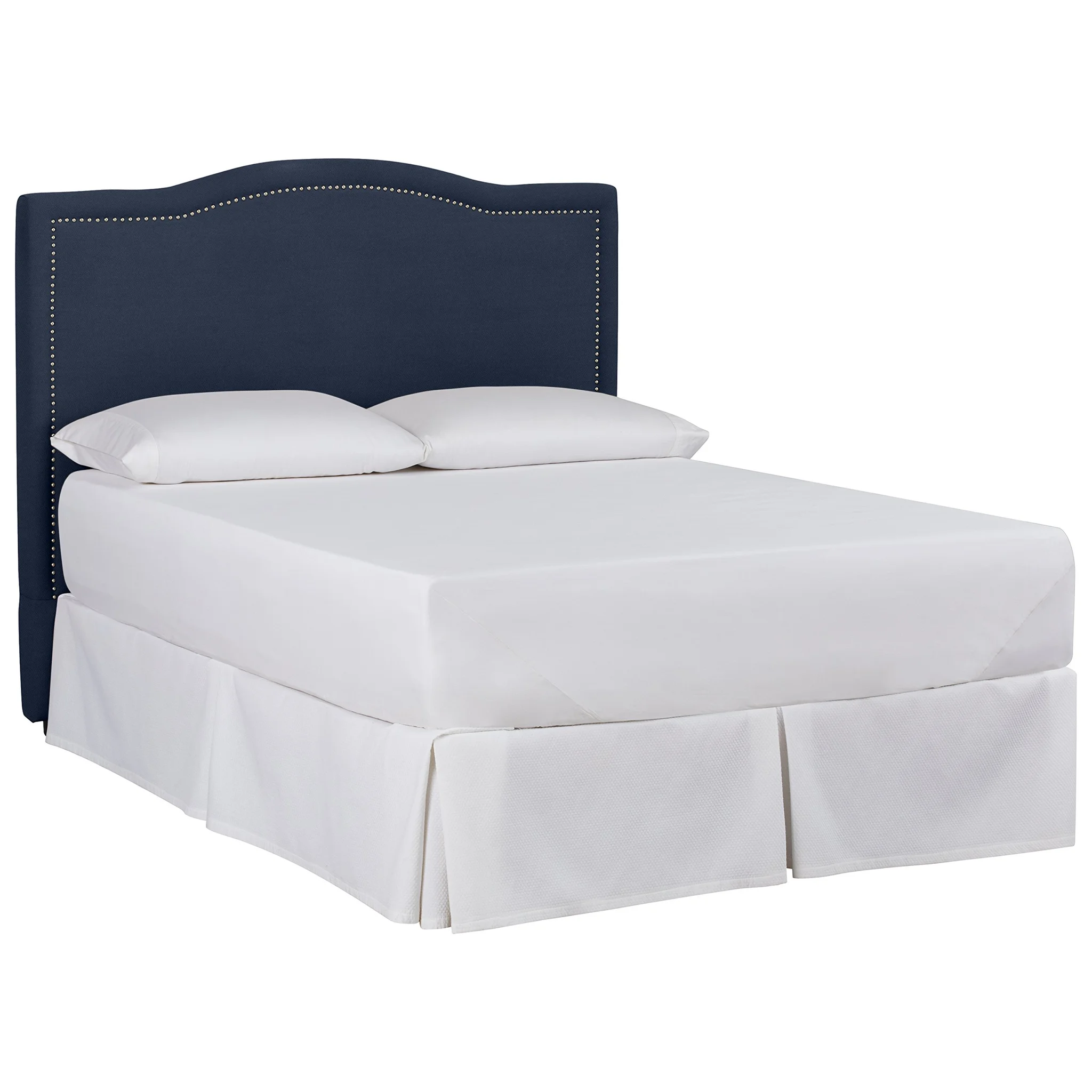 Upholstered King Headboard with Nailhead Trim – Navy Blue