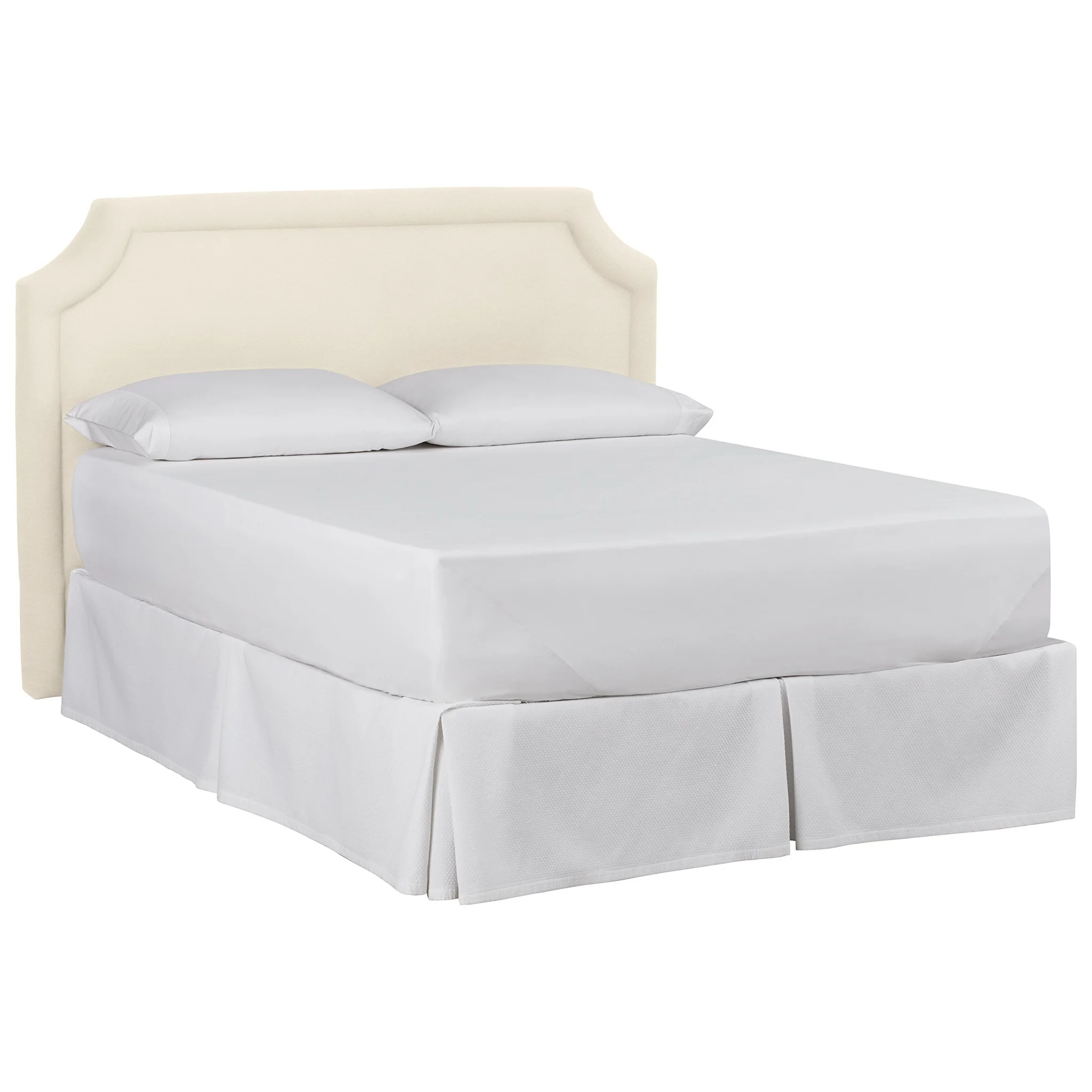 Classic Cream Upholstered Queen Bed with Scalloped Headboard