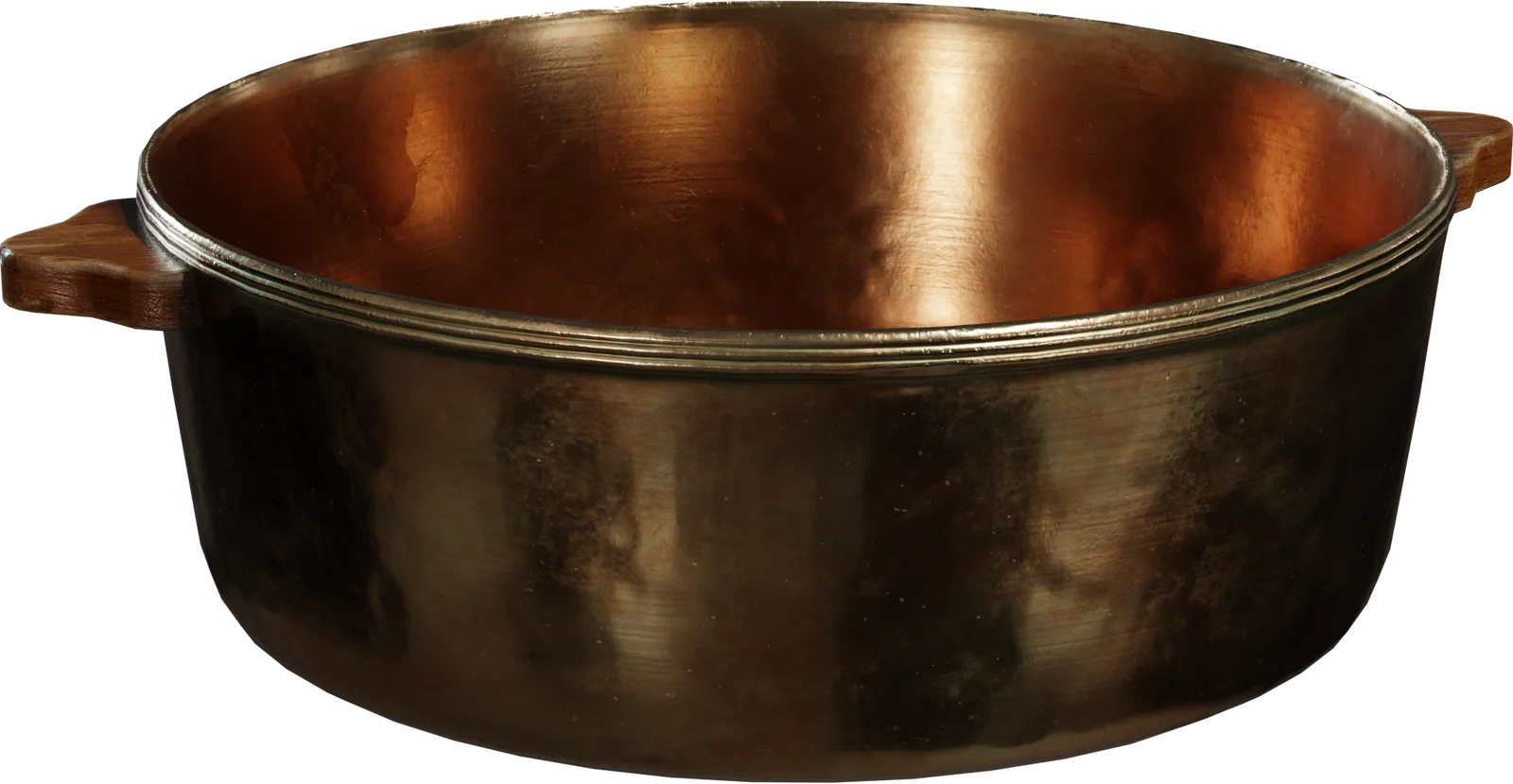 Vintage Copper Pot with Wooden Handles