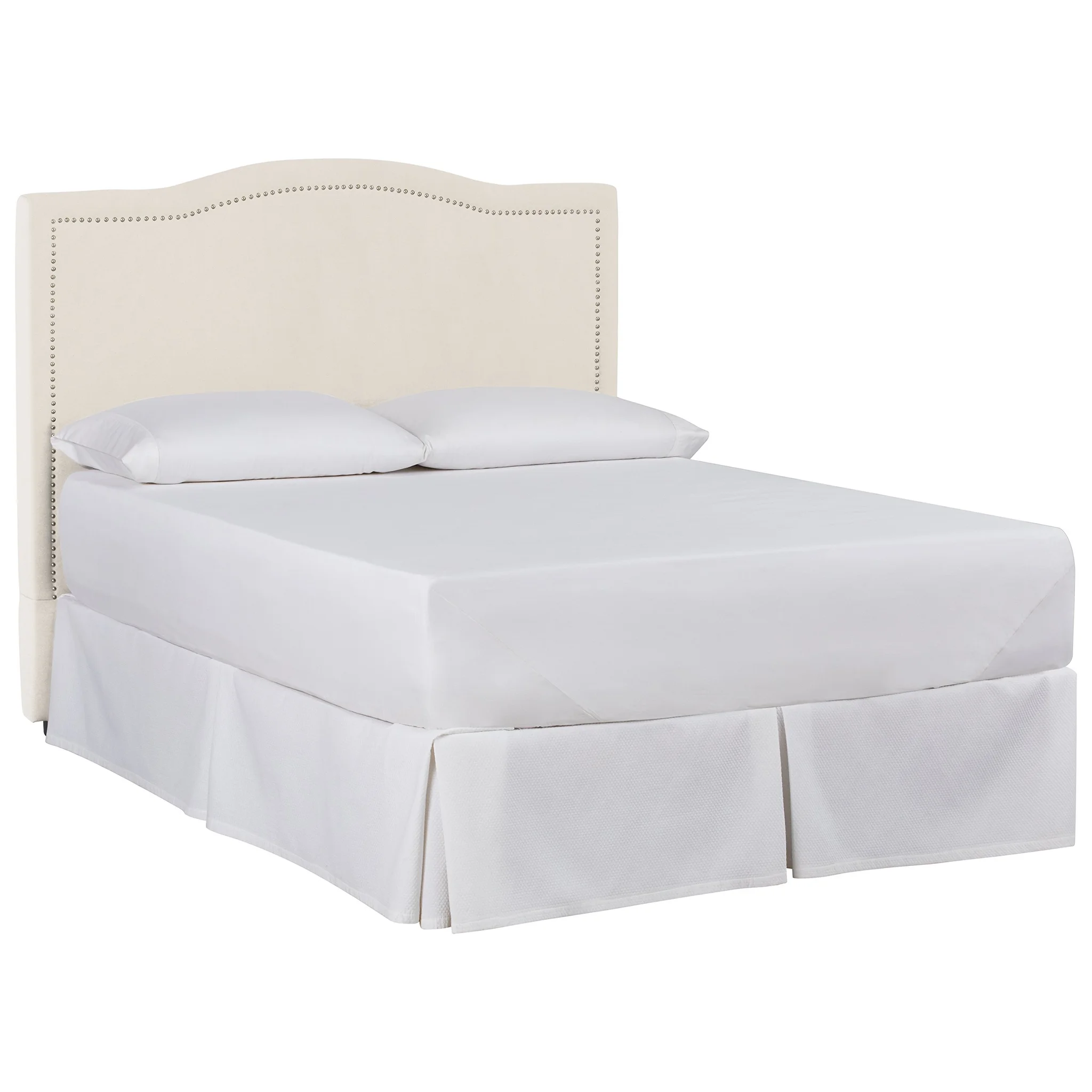 Upholstered Queen Bed with Curved Nailhead Headboard