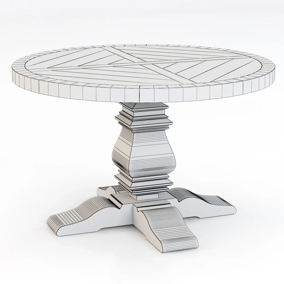 Restoration Hardware Pedestal Salvaged Round Tables — 3D model preview 5