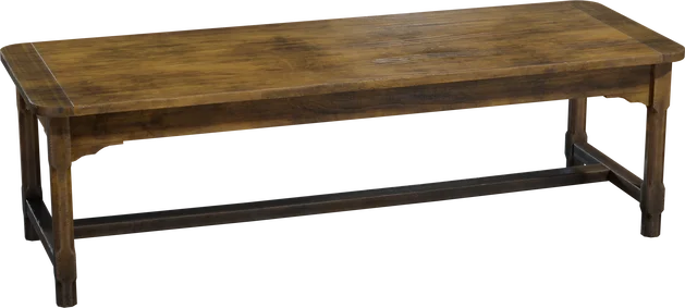 Rustic Wooden Dining Bench, 3D model preview 5