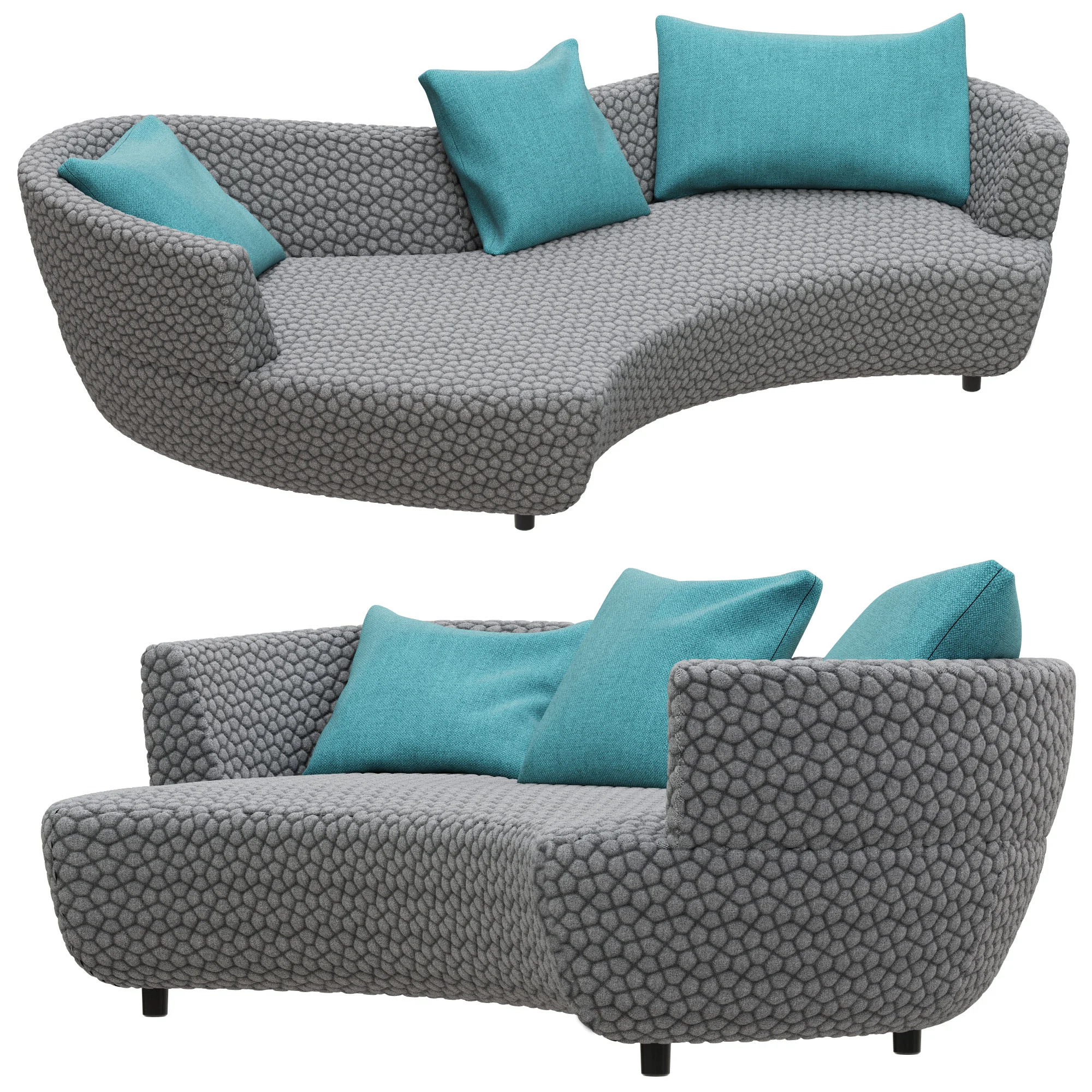 Roche Bobois DIGITAL LARGE ROUND 3 SEAT SOFA — 3D model preview 2