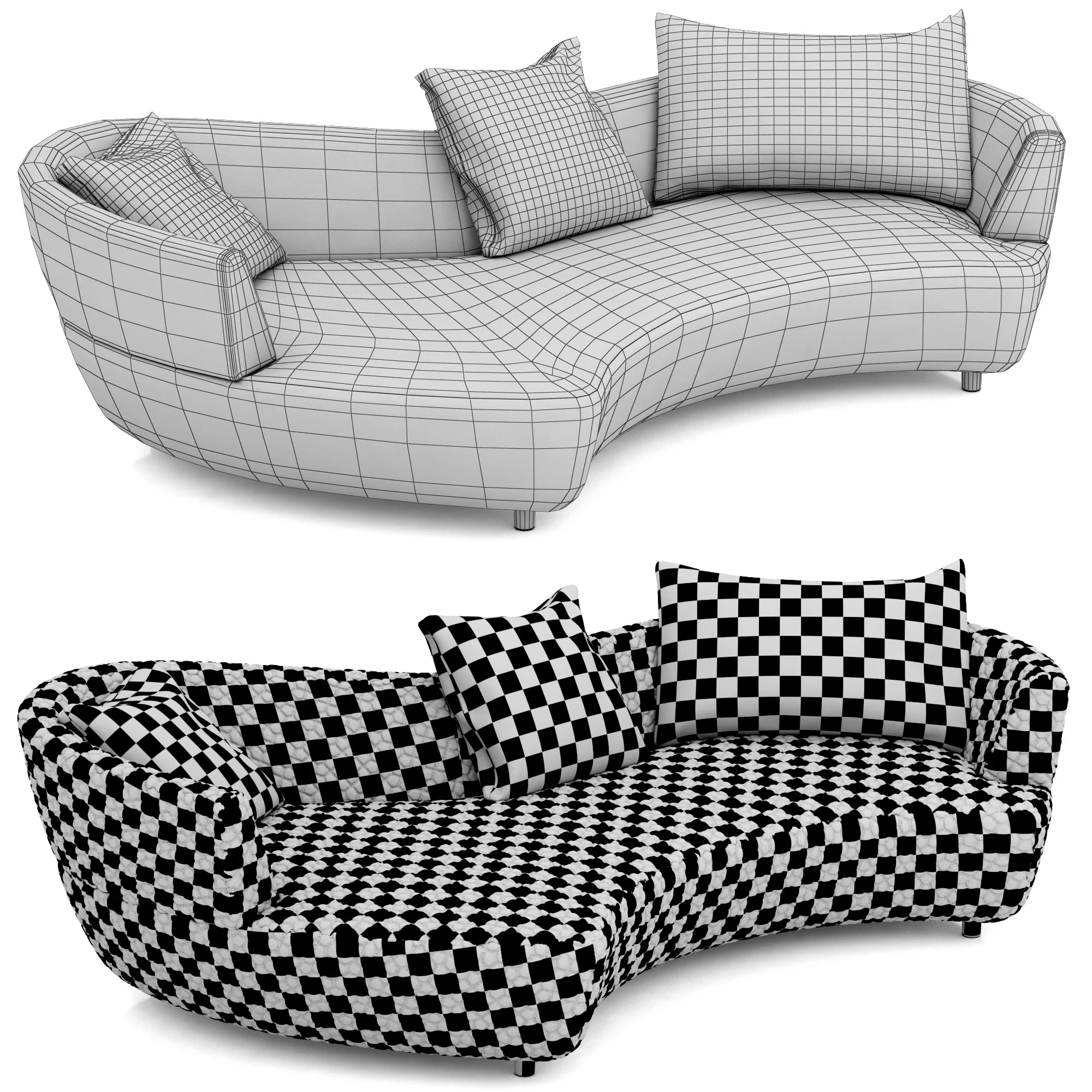 Roche Bobois DIGITAL LARGE ROUND 3 SEAT SOFA — 3D model preview 10