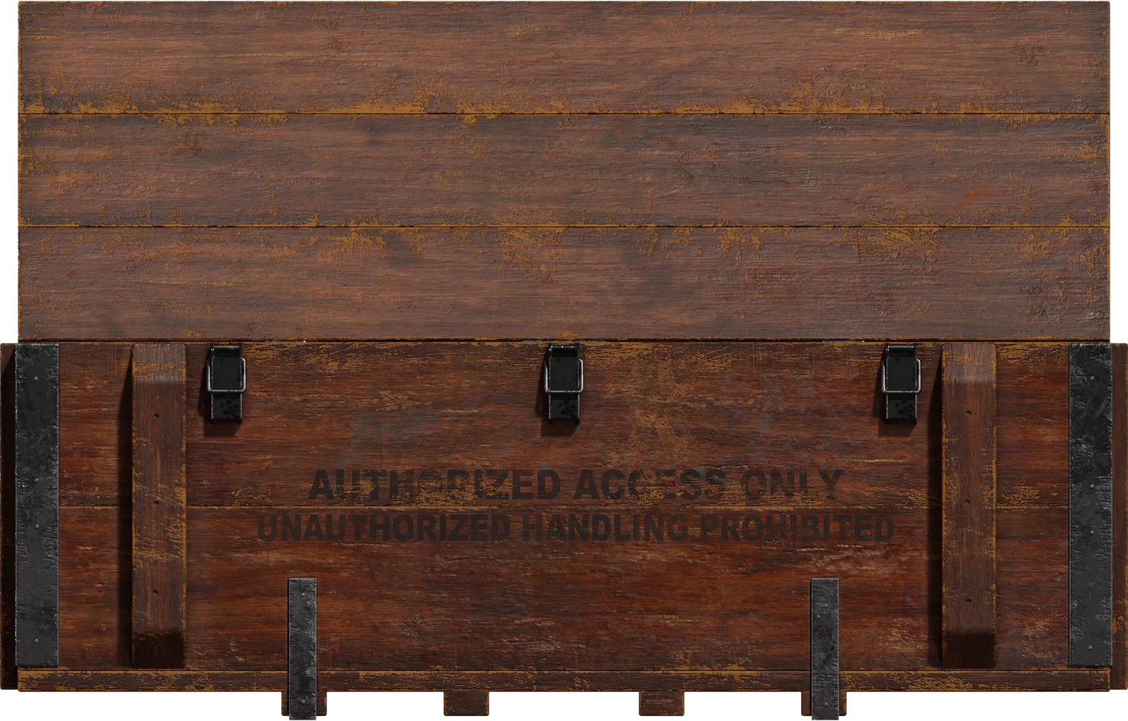 Military Wooden Crate with Metal Hardware – Open Lid, 3D model preview 2
