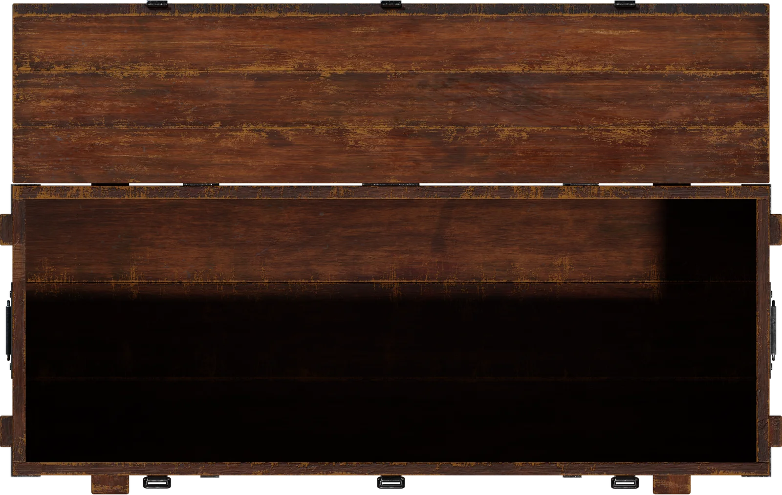 Military Wooden Crate with Metal Hardware – Open Lid, 3D model preview 4