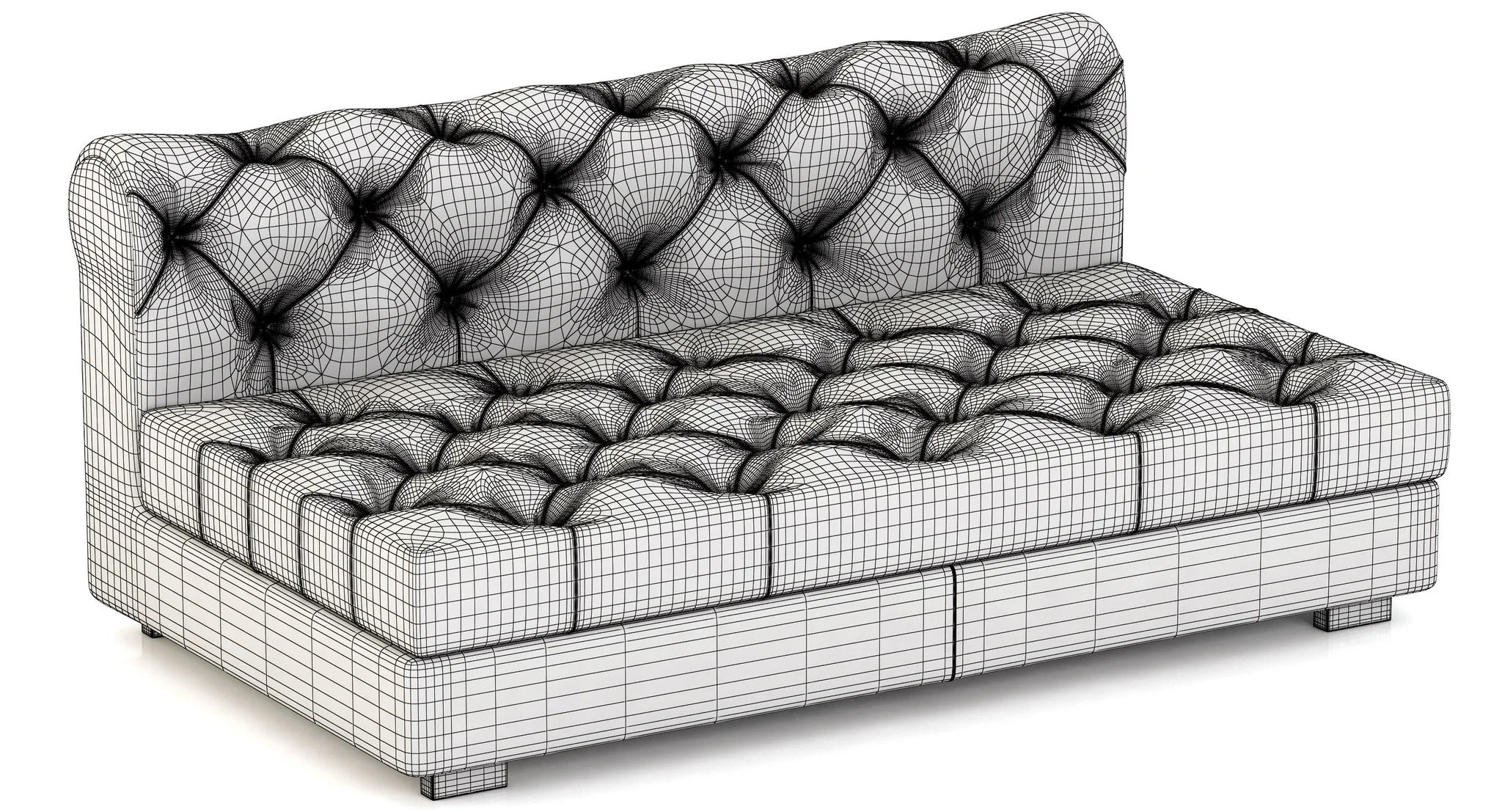 RH Modern Modena Chesterfield Leather Armless Sofa — 3D model preview 7