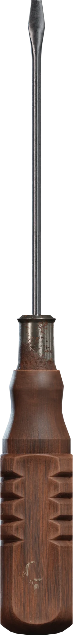 Flathead Screwdriver with Wooden Handle, 3D model preview 2