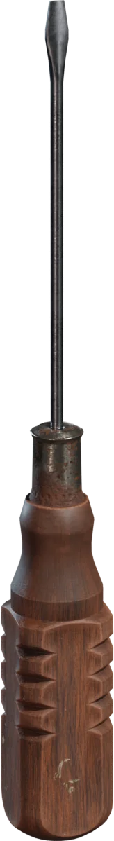 Flathead Screwdriver with Wooden Handle, 3D model preview 5