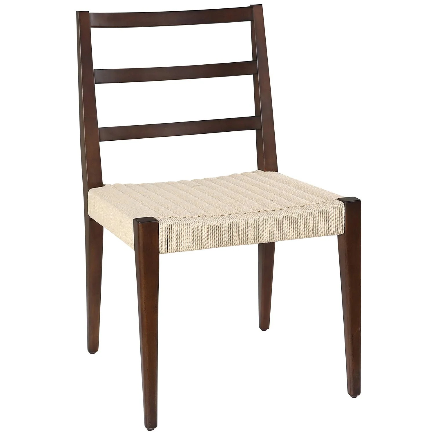 Mid-Century Modern Ladder-Back Dining Chair with Woven Rope Seat