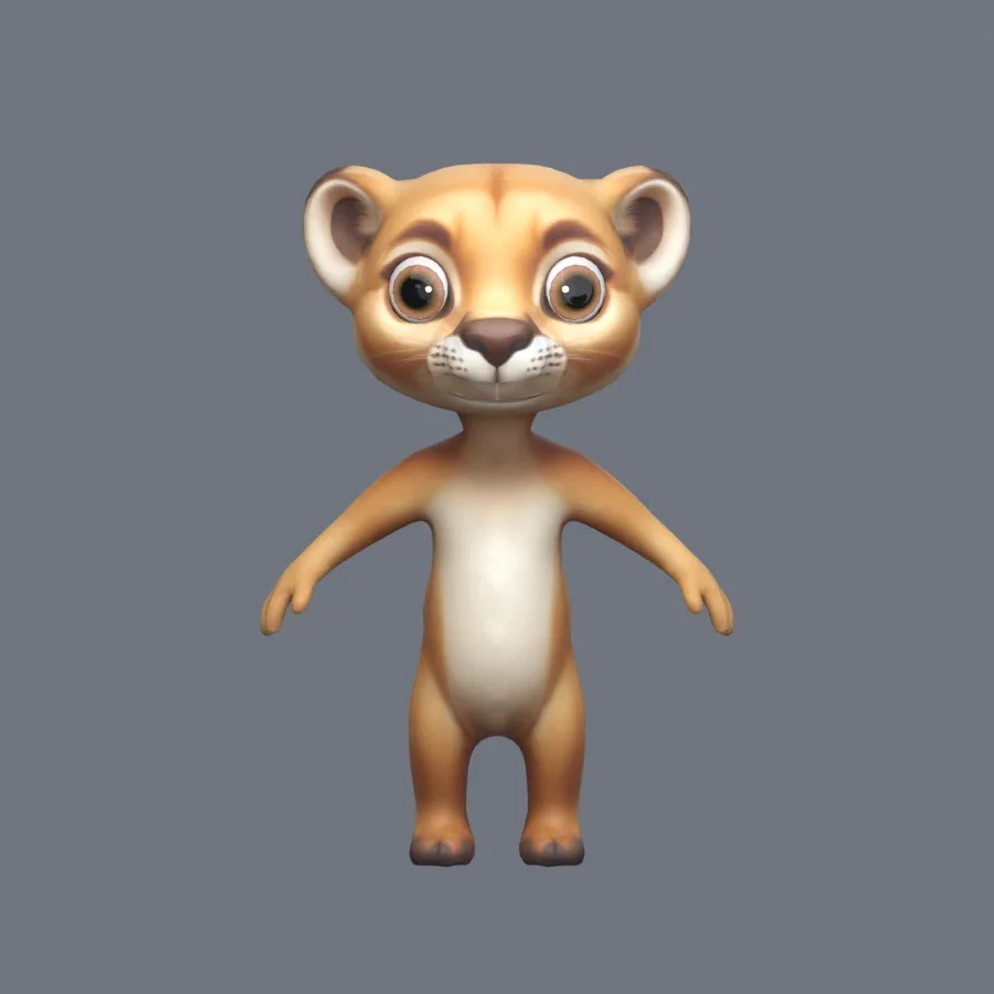 Anthro Cougar Rigged, 3D model preview 1