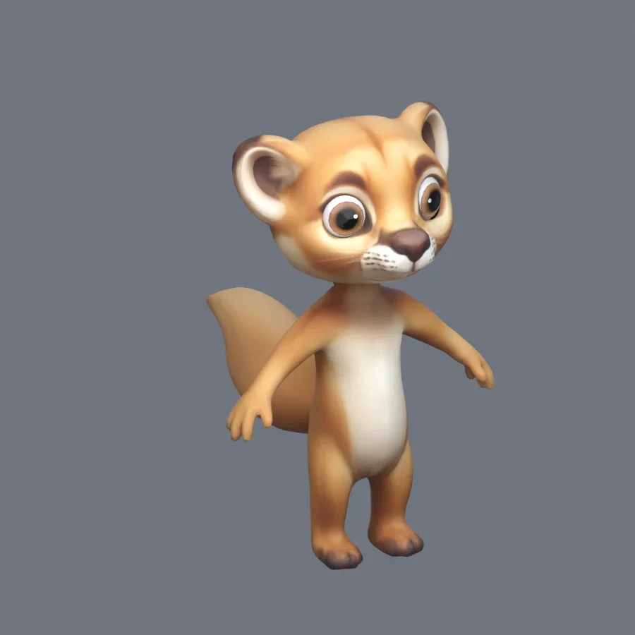 Anthro Cougar Rigged, 3D model preview 2