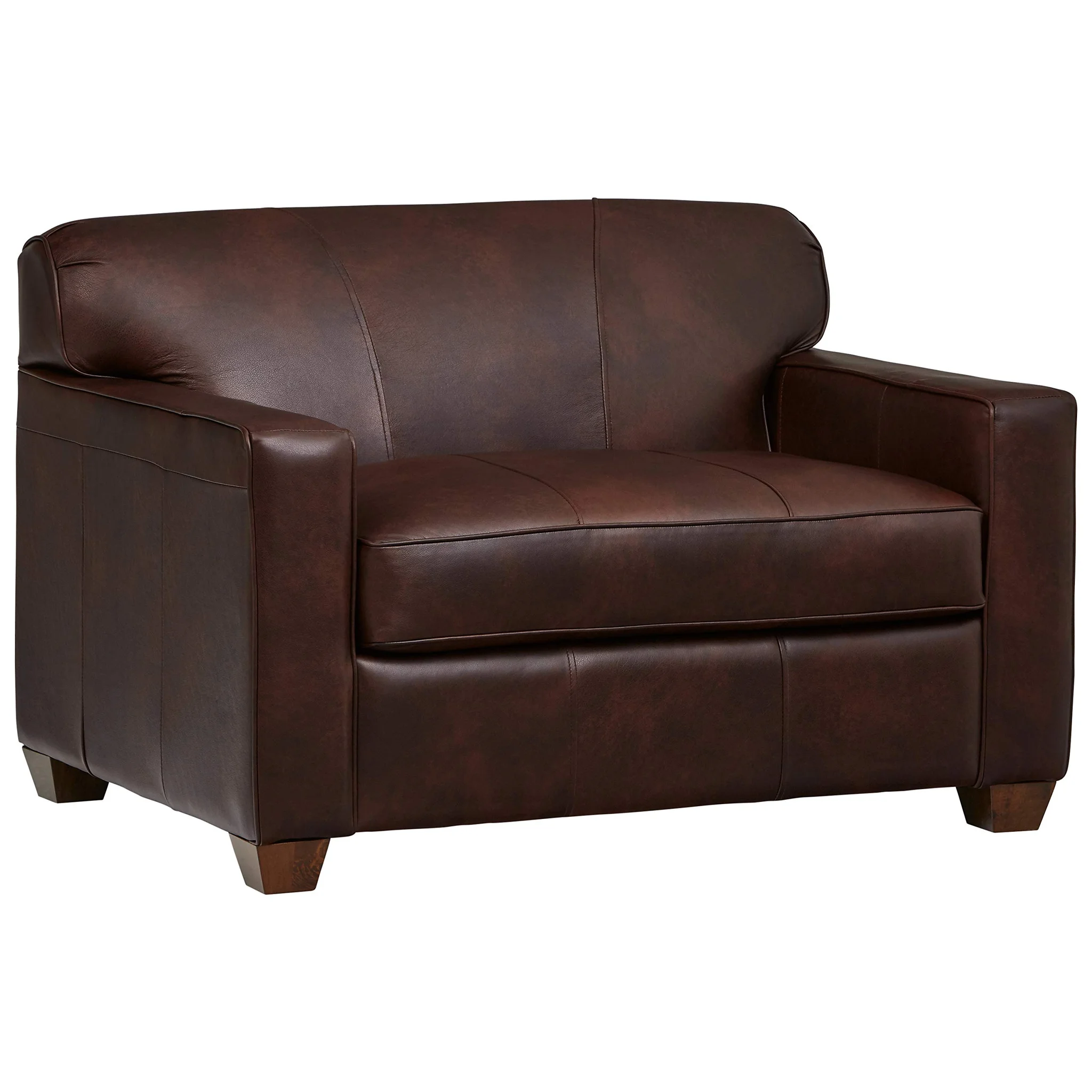 Brown Leather Sleeper Chair with Wooden Legs