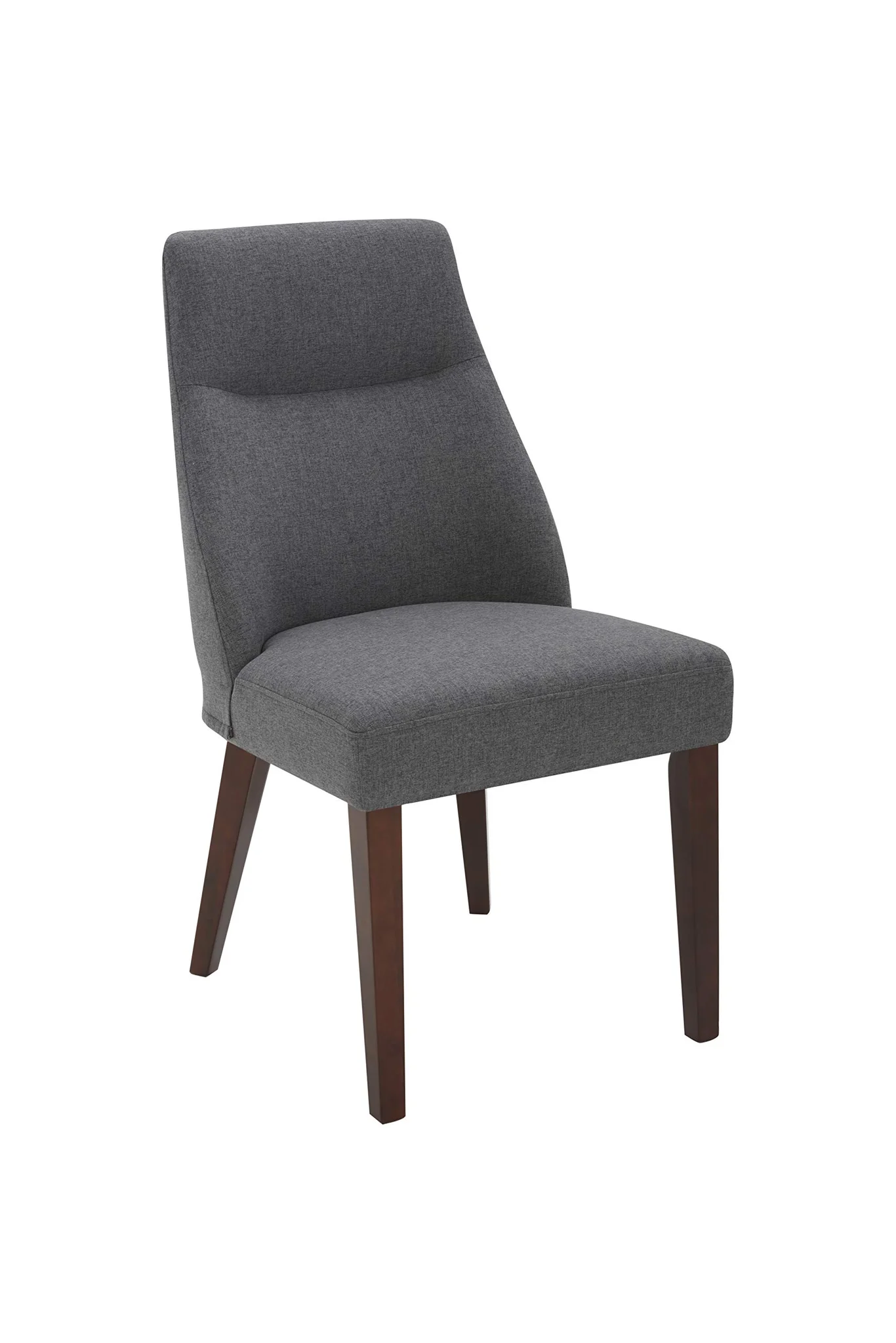 Mid-Century Modern Upholstered Dining Chair – Graphite Fabric & Walnut Legs