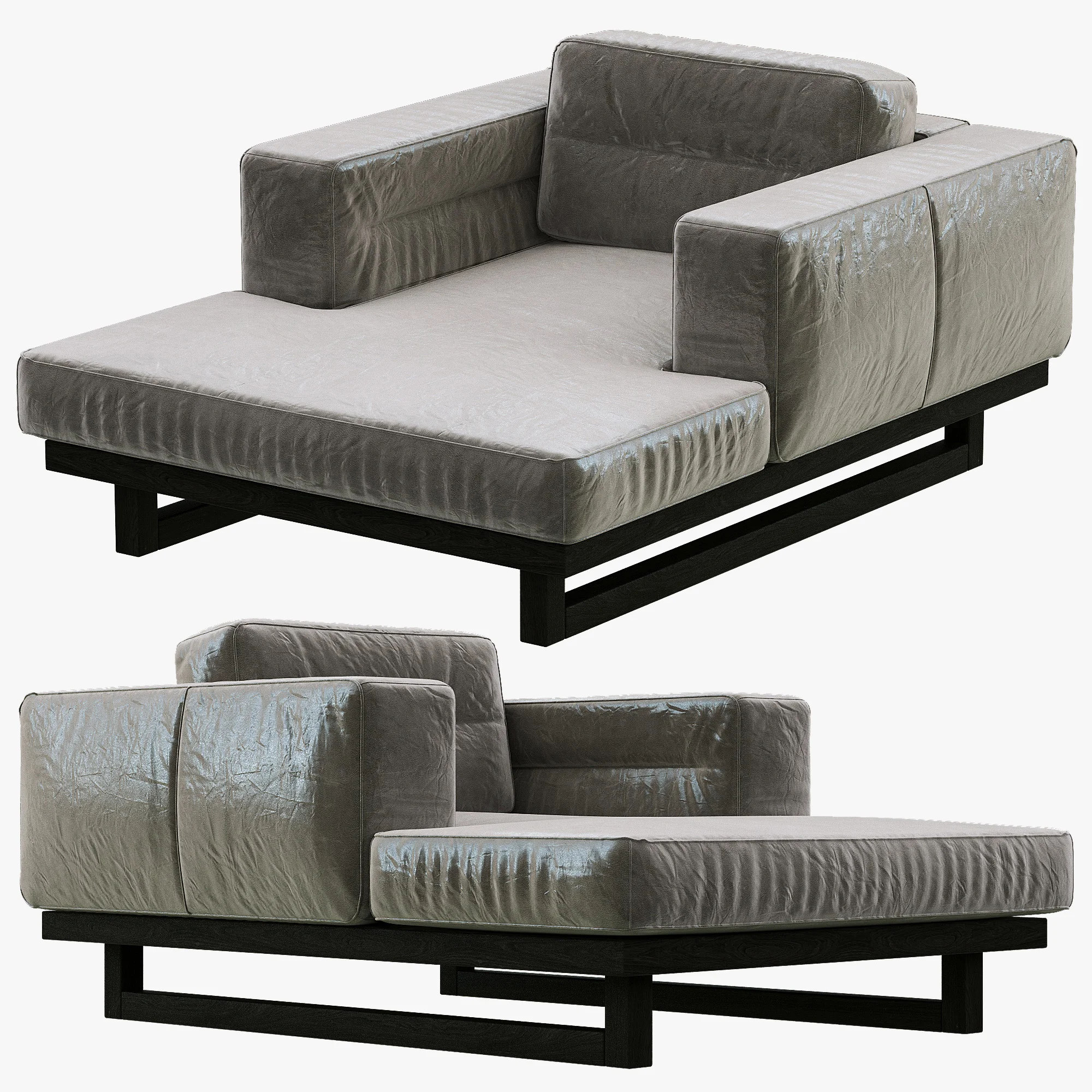 Restoration Hardware Durrell Leather Chaise — 3D model preview 2